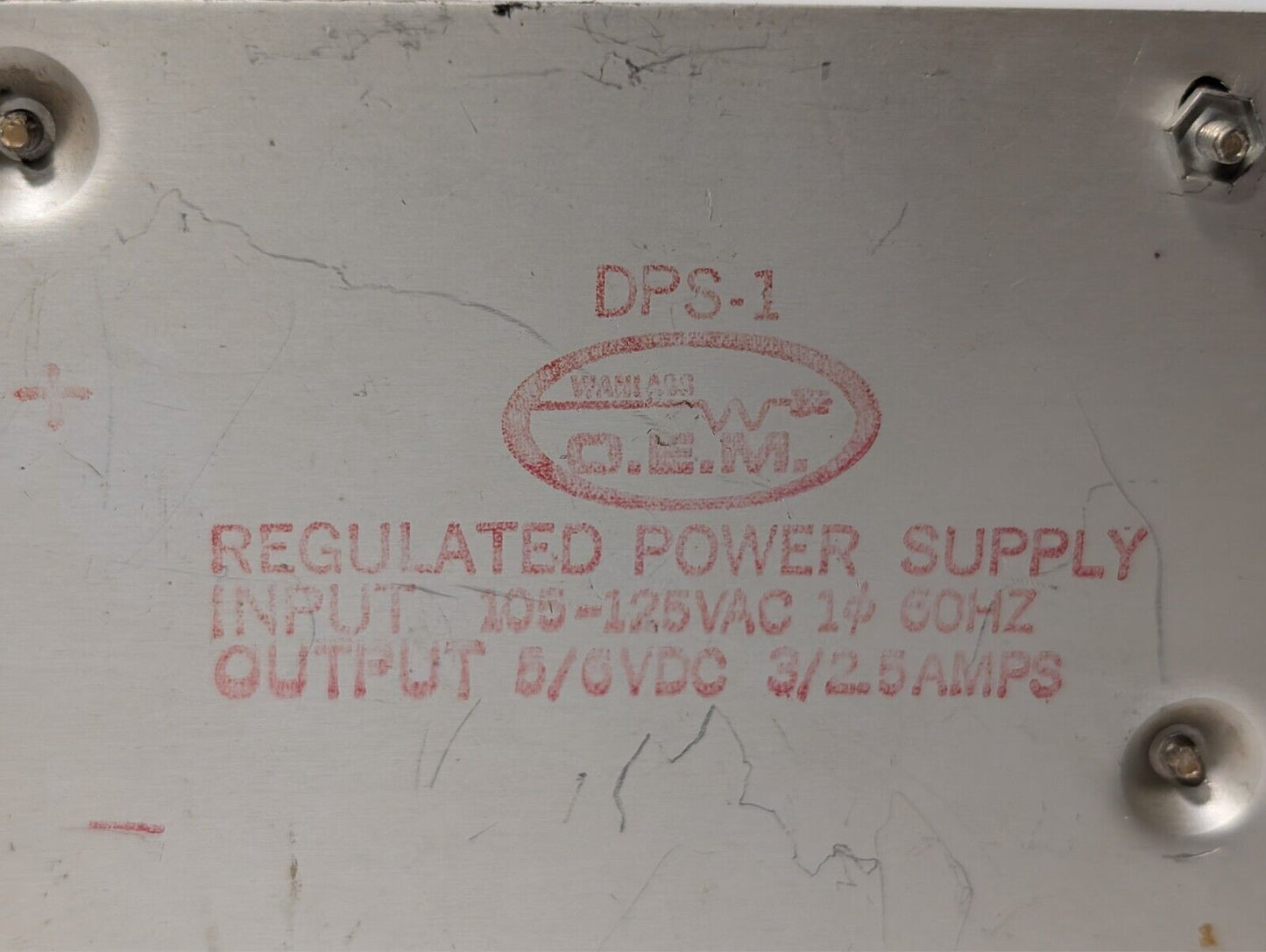 Wanlass DPS-1 regulated power supply, 5/6VDC @3/2.5A out; 105-125VAC, 60Hz, 1 ph