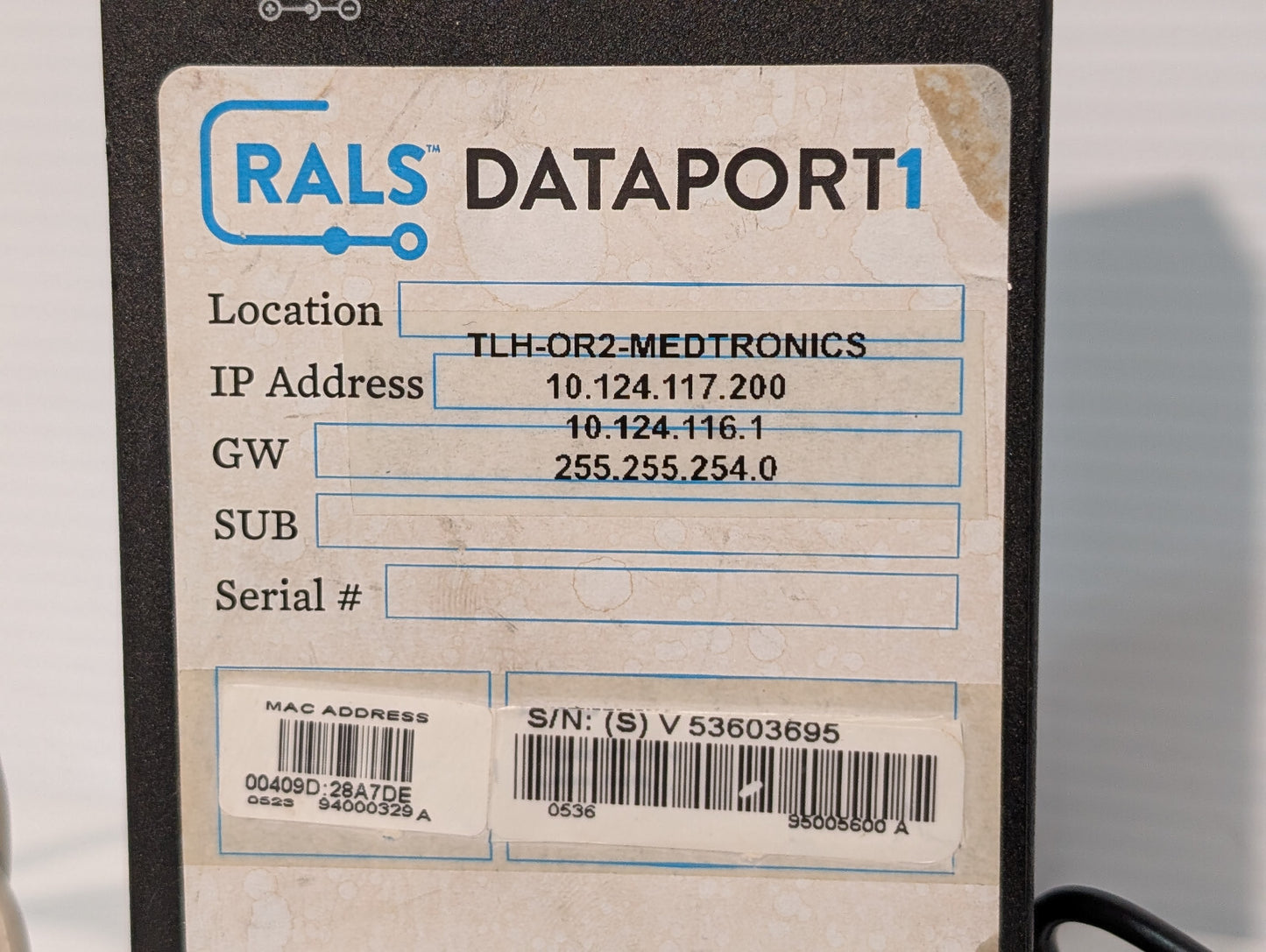 Abbott Rals Dataport 1 Digi One Real Port 50000723-01W Ethernet, Power Supply