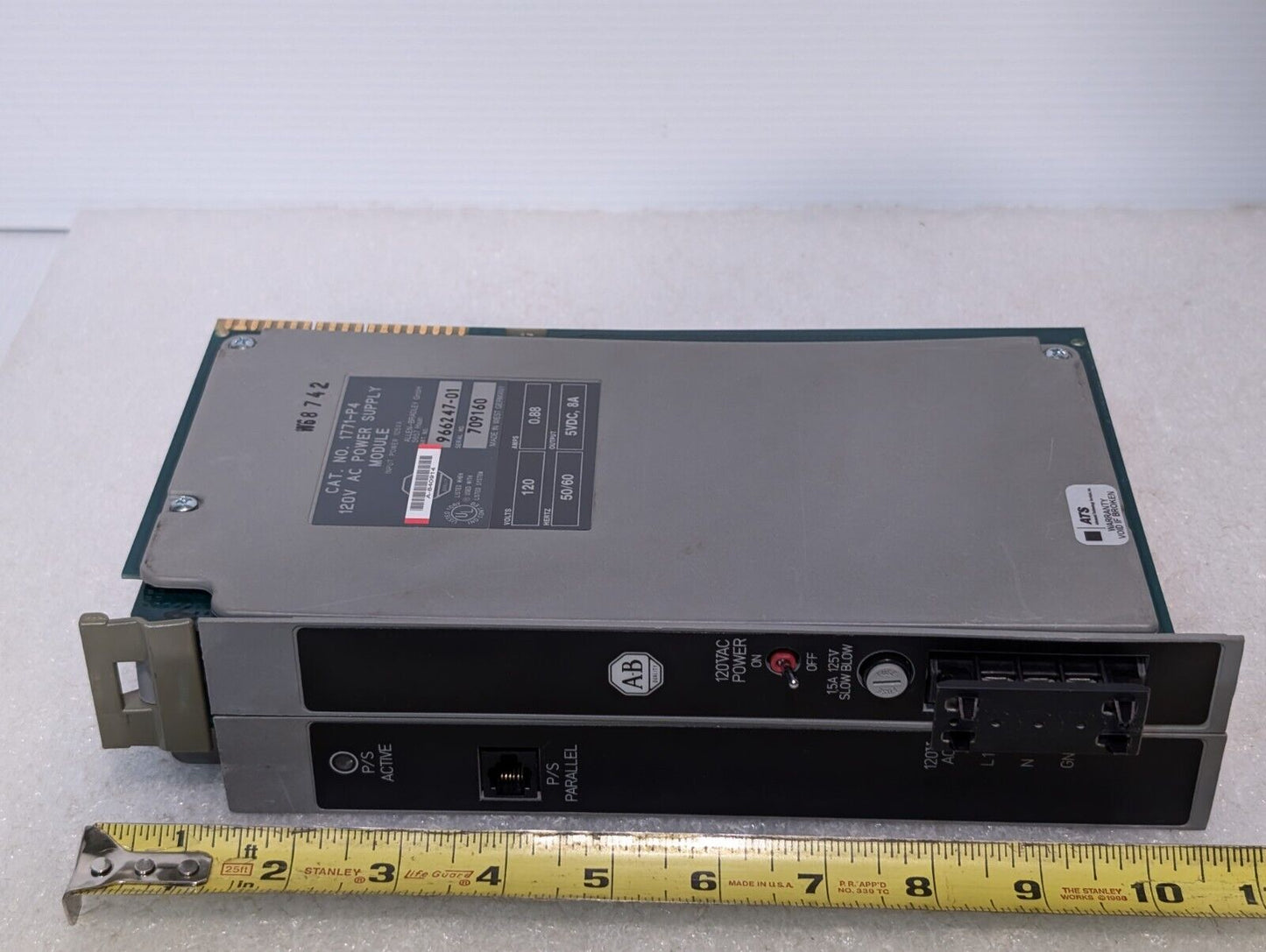 Allen Bradley 1771-P4 Power Supply Module, AC Input: 120VAC, DC Output: 8A