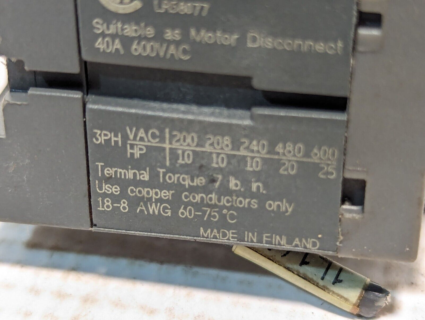 ABB OT32E3 Electrical Box Disconnect Switch 600Vac 40A W/ Handle - Free Shipping