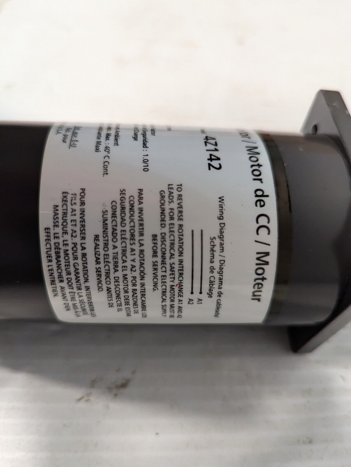Dayton 4Z142 Permanent Magnet DC Motor, 90VDC, 0.5A, 1/27HP, 1800RPM - Free Ship