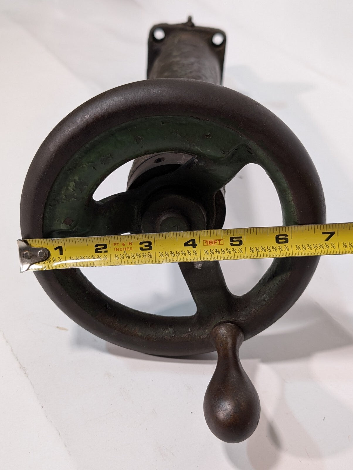 Vintage Industrial Adjustable Dial Wheel with Hand Crank Handle
