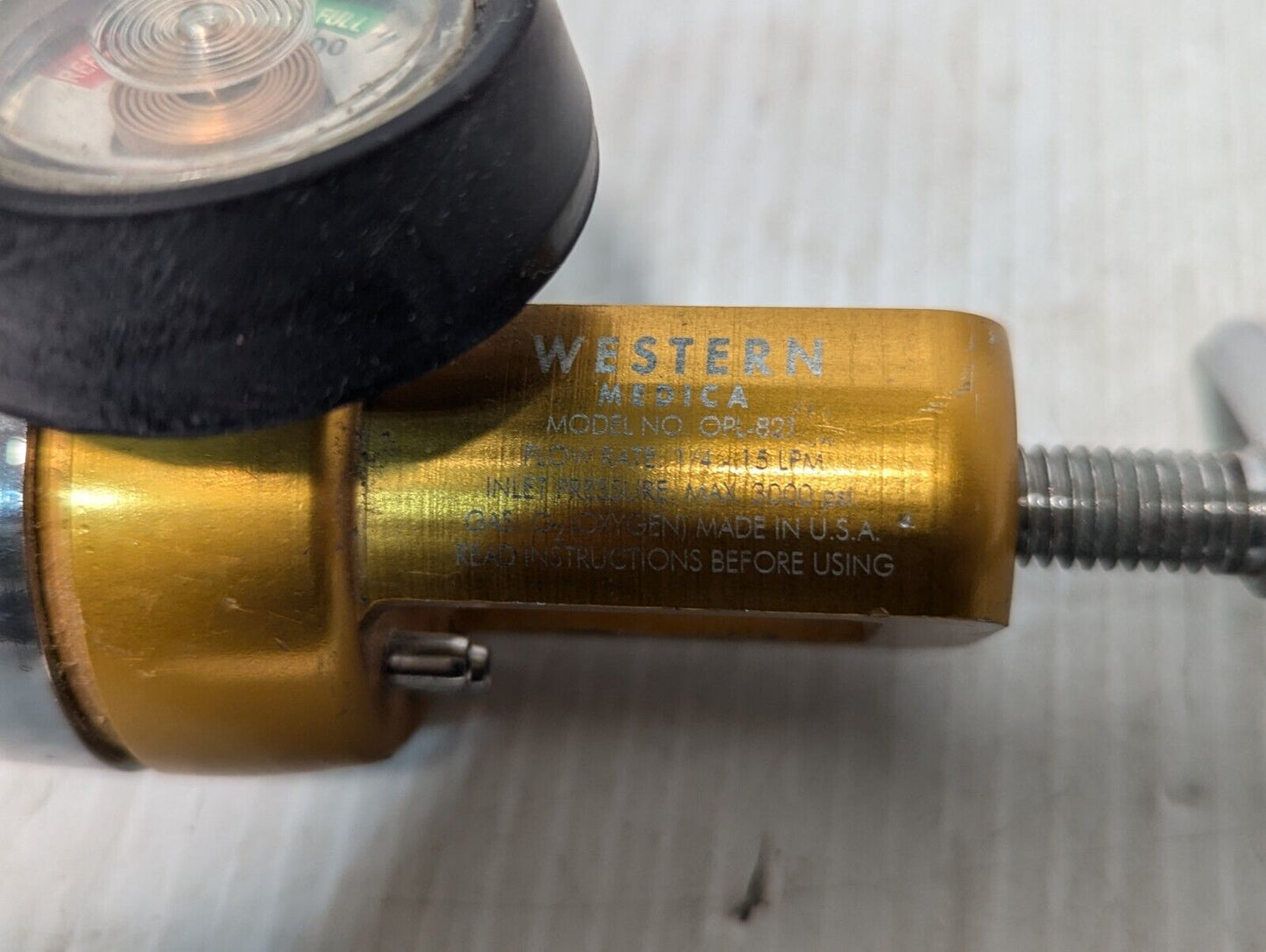 Western Medica OPL-821 Oxygen Regulator 1/4 to 15 LPM, 3000 PSI Max - Free Ship