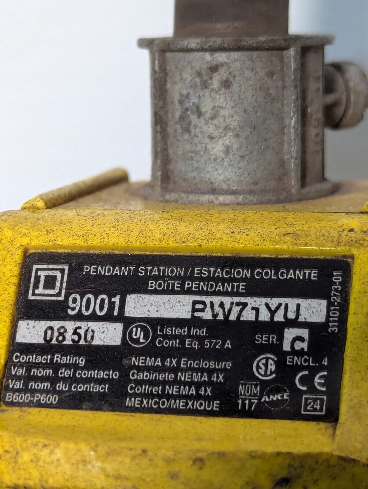 Square D 9001BW71YU Yellow Pendant Control Station: Two Push Button - Free Ship