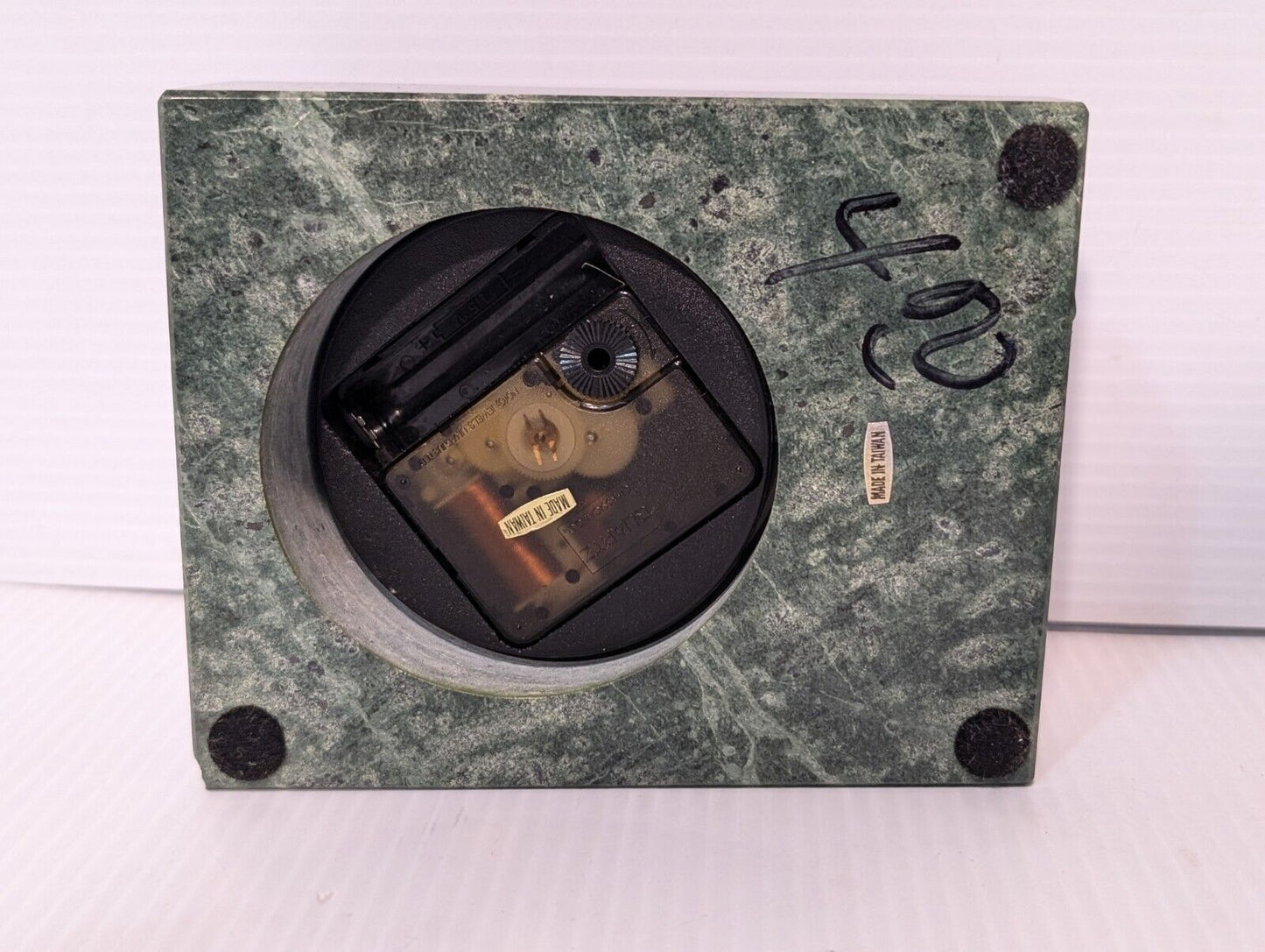 Vintage Benchmark Desk Clock in Green Granite, Keystone Provident- Free Shipping