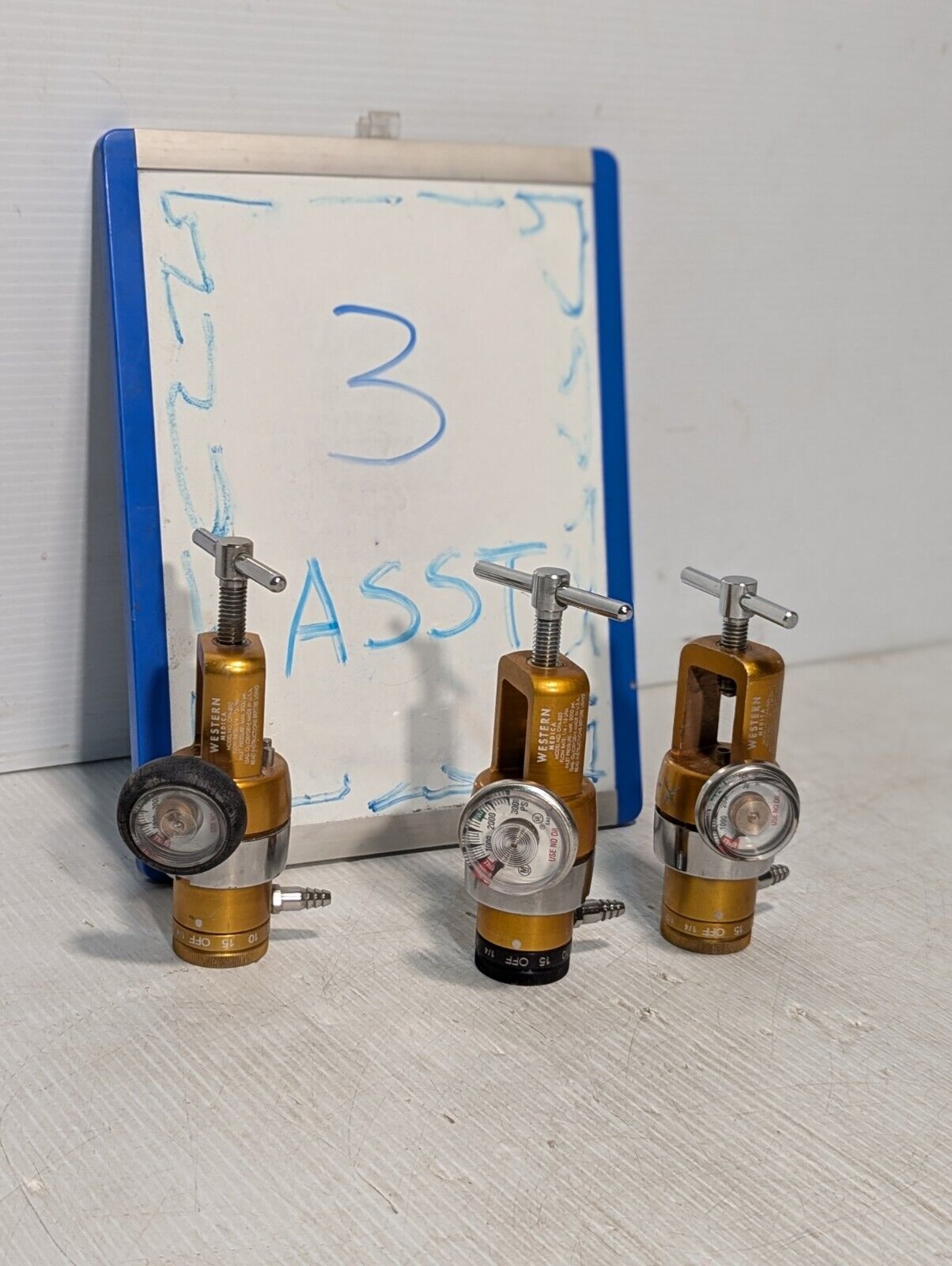 Qty 3 Western Medica OPA-820 Oxygen Regulator 1/4 to 15 LPM, 3000 PSI Max