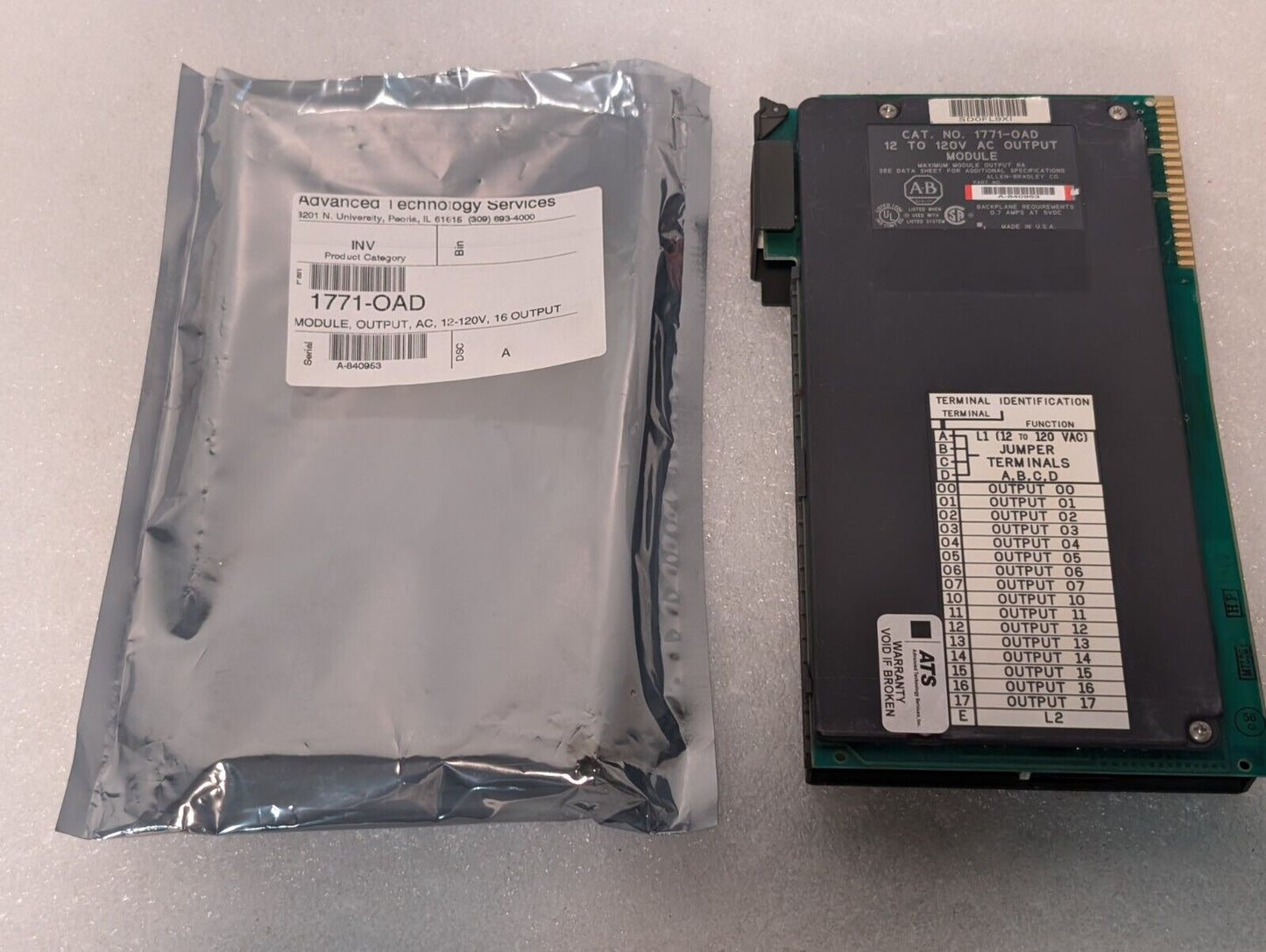 Allen Bradley 1771-OAD Digital Output Module ,PLC-5, 16-Outputs, 120VAC