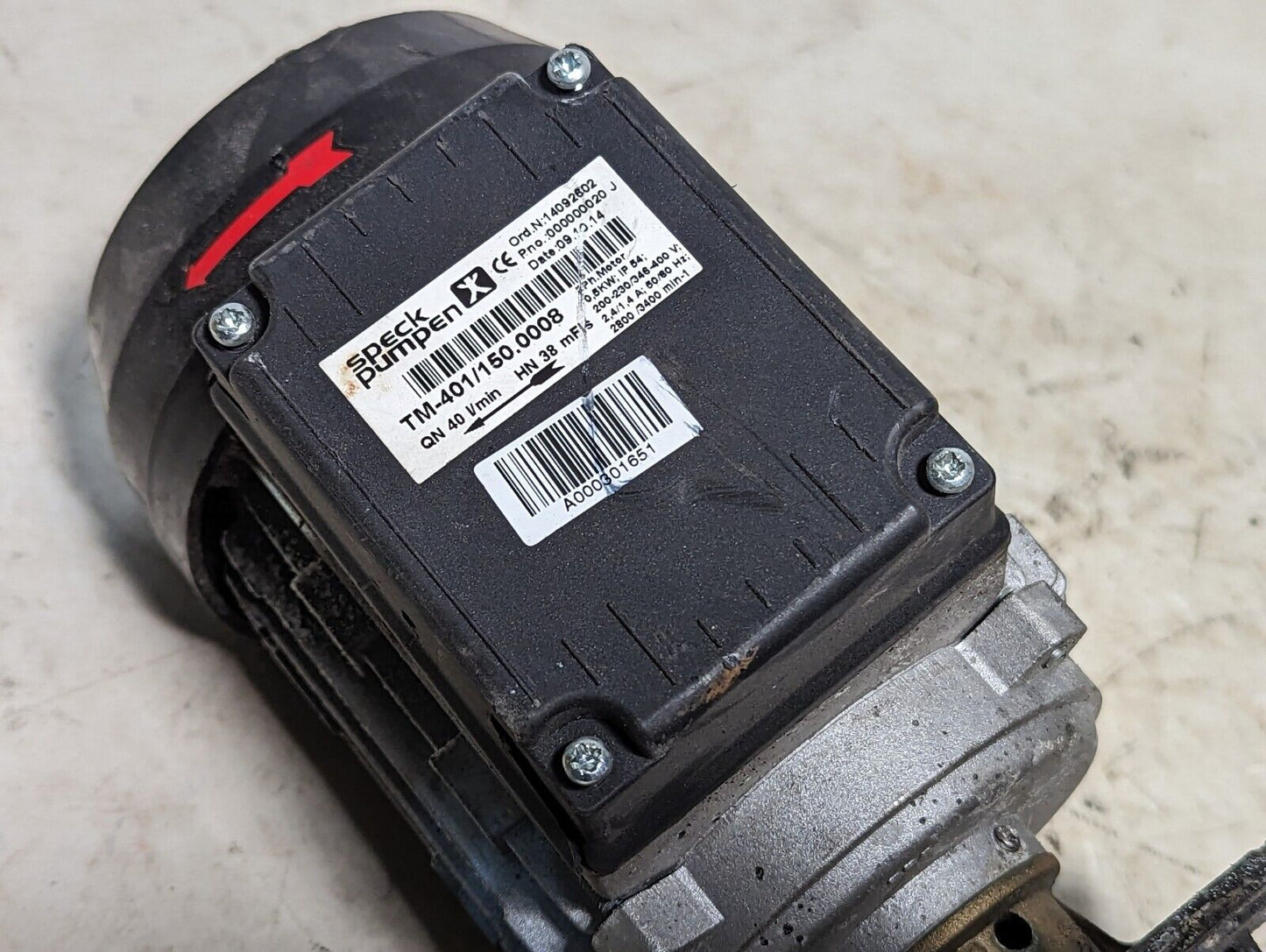 Speck Pumpen T-401/150.0008 3-phase motor, 0.5kW, 200-230/346-400VAC, 2800/3400