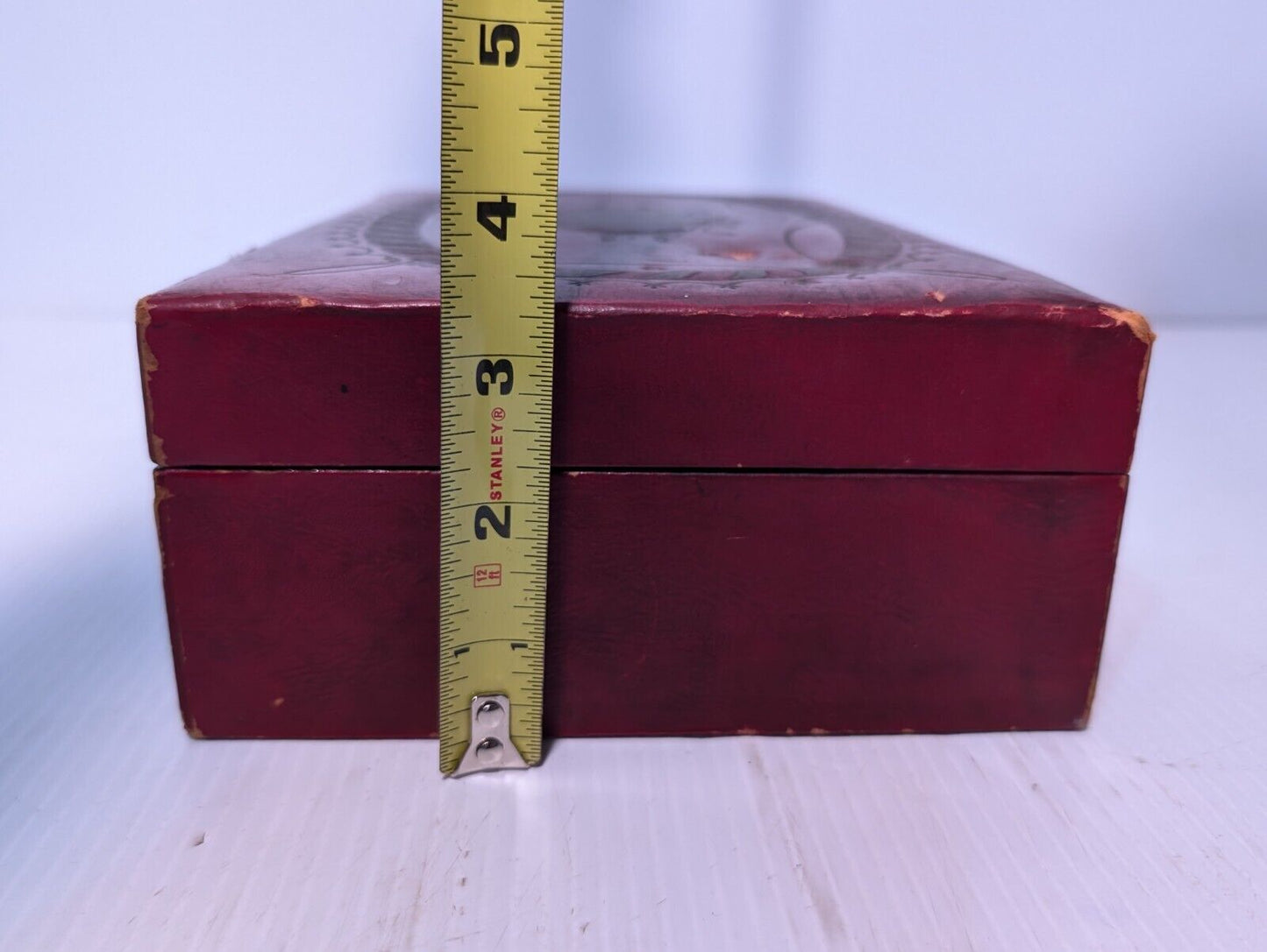 Vintage Jewelry Storage Deep Red, Jewelry Box w/ Vanity Mirror - Free Shipping