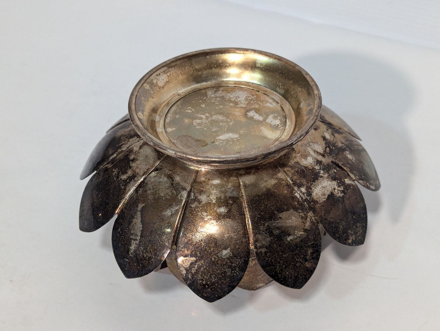 Vintage Brass Lotus Candle Holder Cone Incense Burner Dish Nested Removable Part