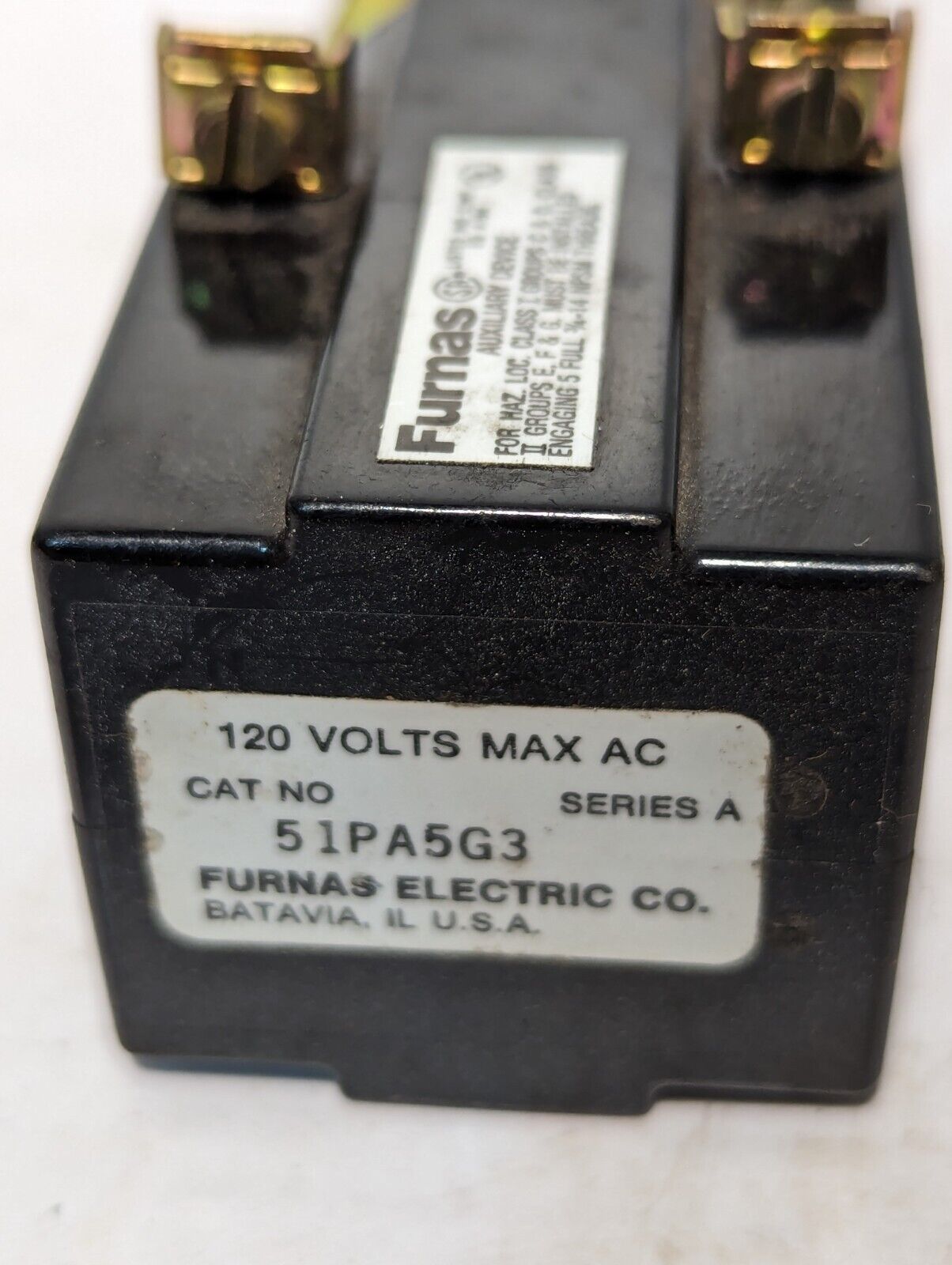 Furnas Electric 51PA5G3 Auxiliary Device, Green Illumination, 120vac Max, Ser A