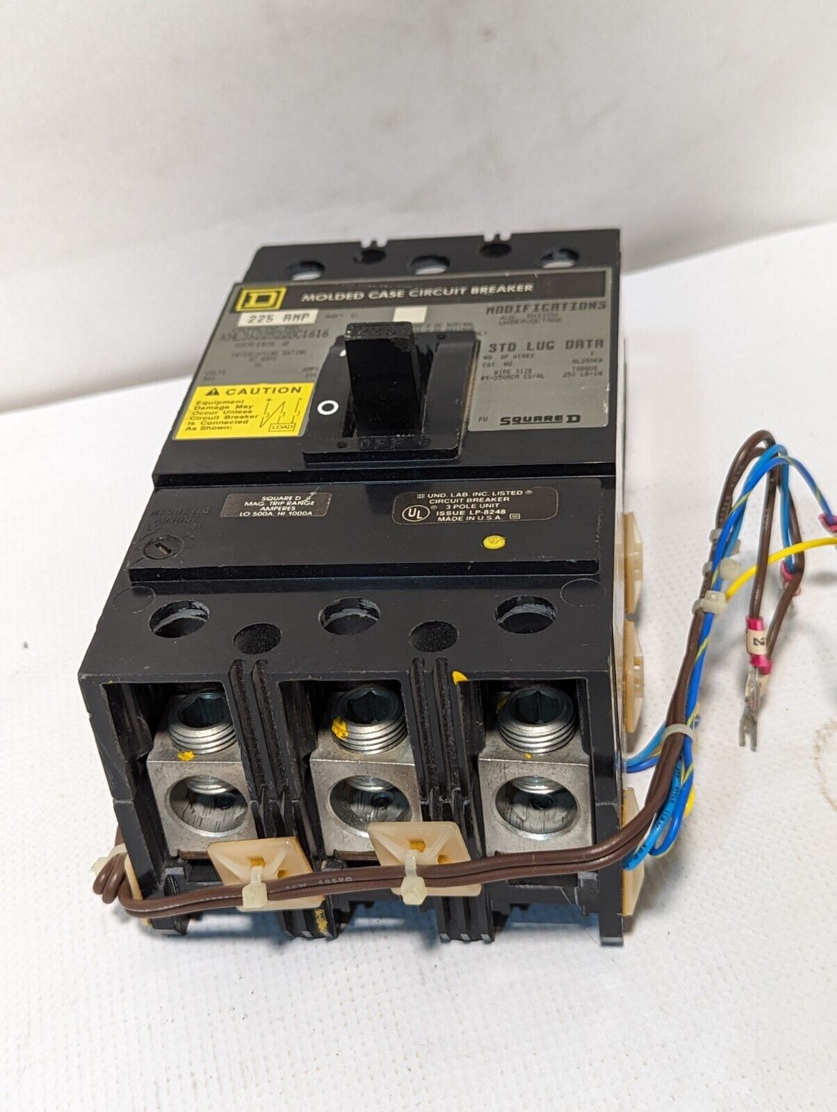 Square D KHL3622522DC1616, Molded Case Circuit Breaker, 225A, 600V, 3 Pole
