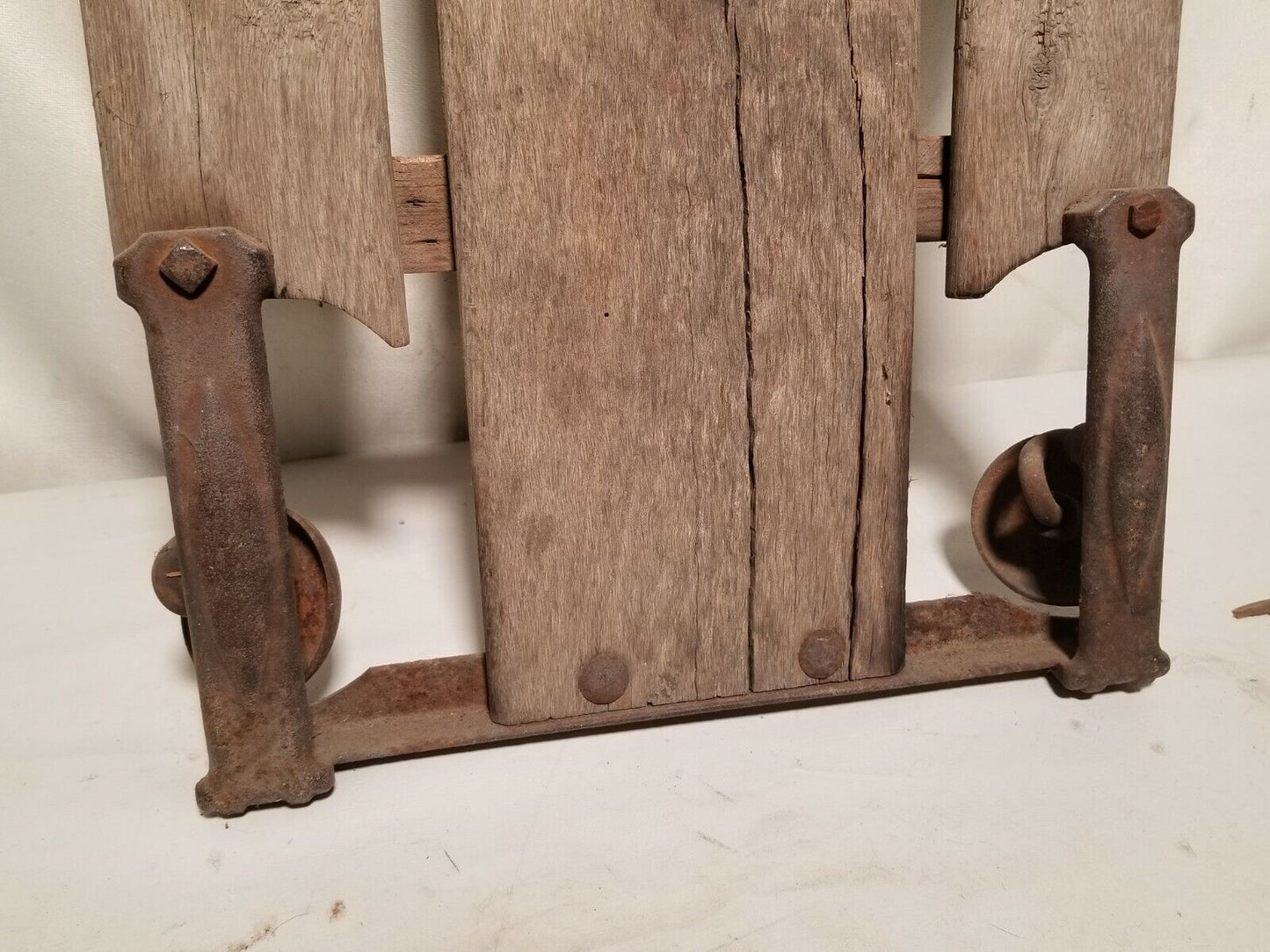 Antique mechanics creeper, wood, iron, 36" by 15"