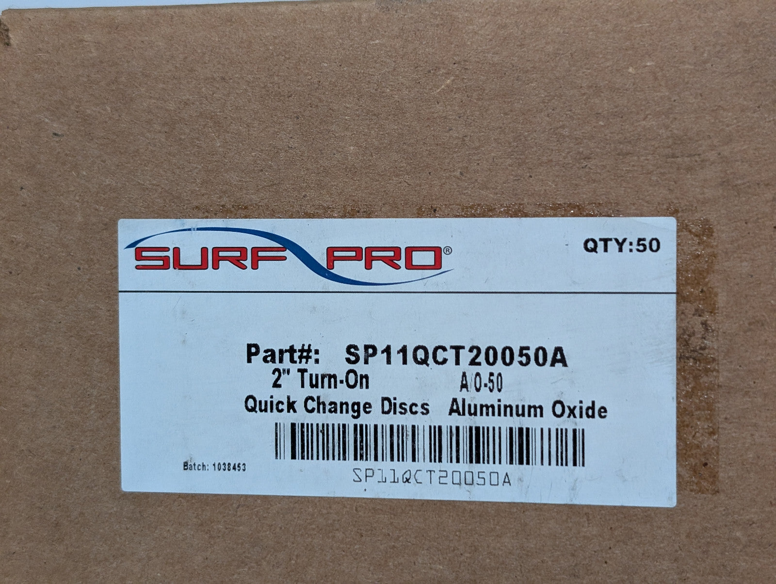 Surf Pro SP11QCT20050A Quick Change Discs, 2" Turn-On, Aluminum Oxide, 50 Ct Box