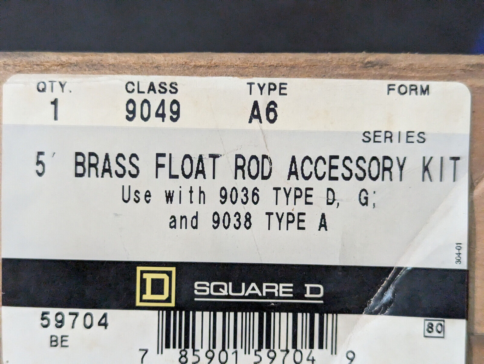 Square D Brass Float 9049-A6, 59704 BE, Use w/9036 D,G or 9038 A -Free Shipping