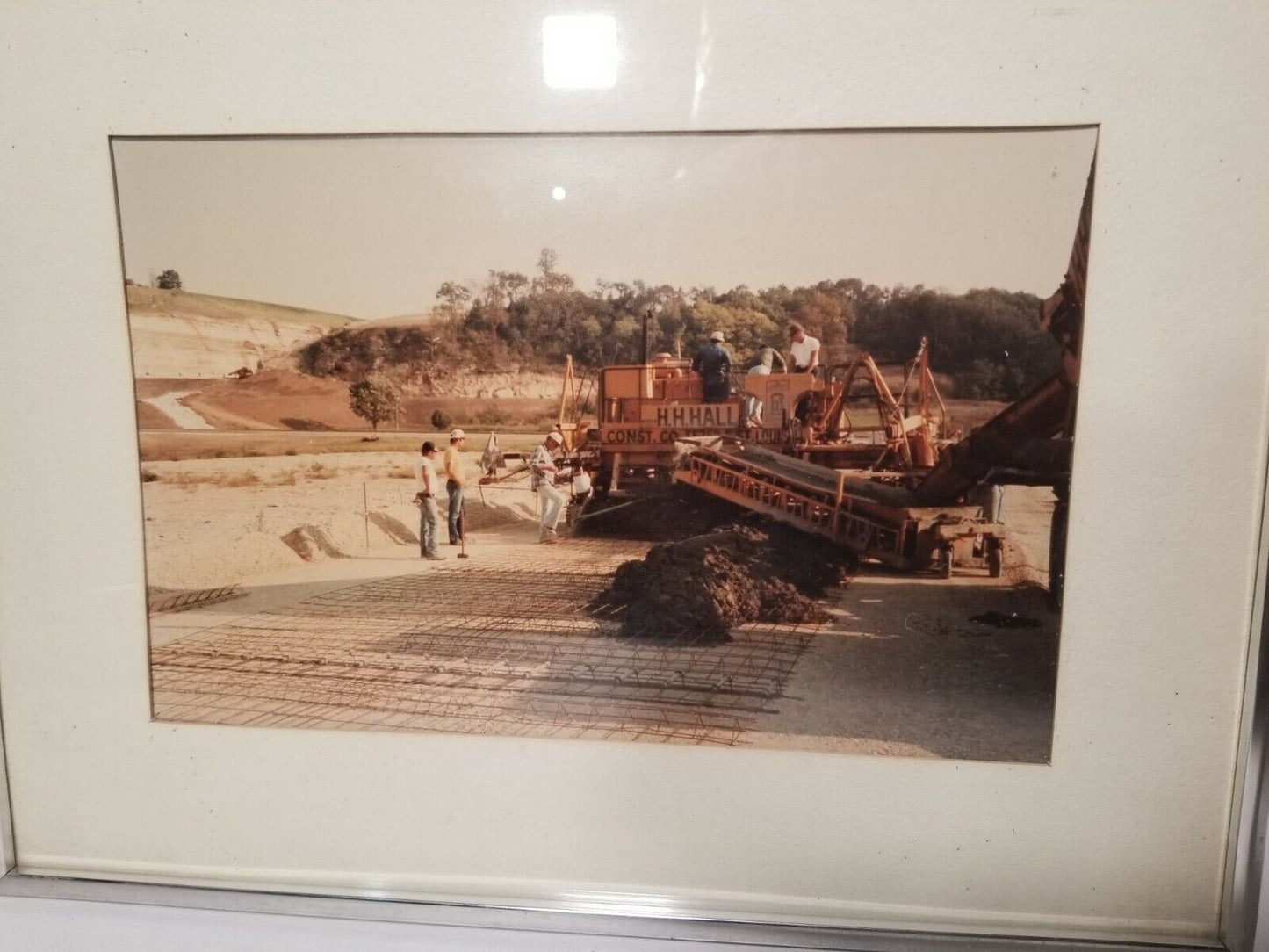 Vintage construction photos in frame 16.375"x12.375"