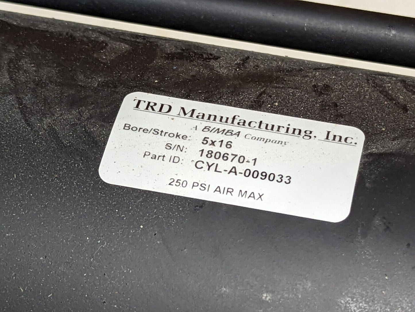 TRD Manufacturing CYL-A-009033, 5 Bore, 16 Stroke, 250PSI air max