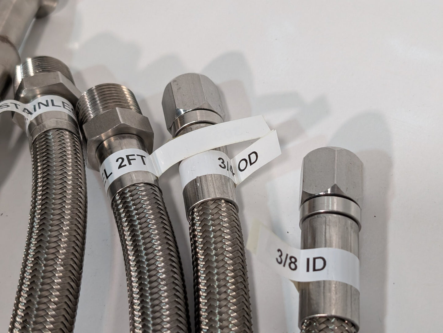 (15) Braided 316 Stainless Steel Flex Hoses, Assorted Lengths Sizes Ports