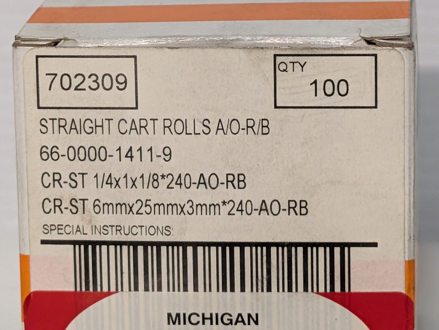 Standard Abrasives 702309 Straight Cartridge Rolls 1/4x1x1/8 240 Grit, 100 Count