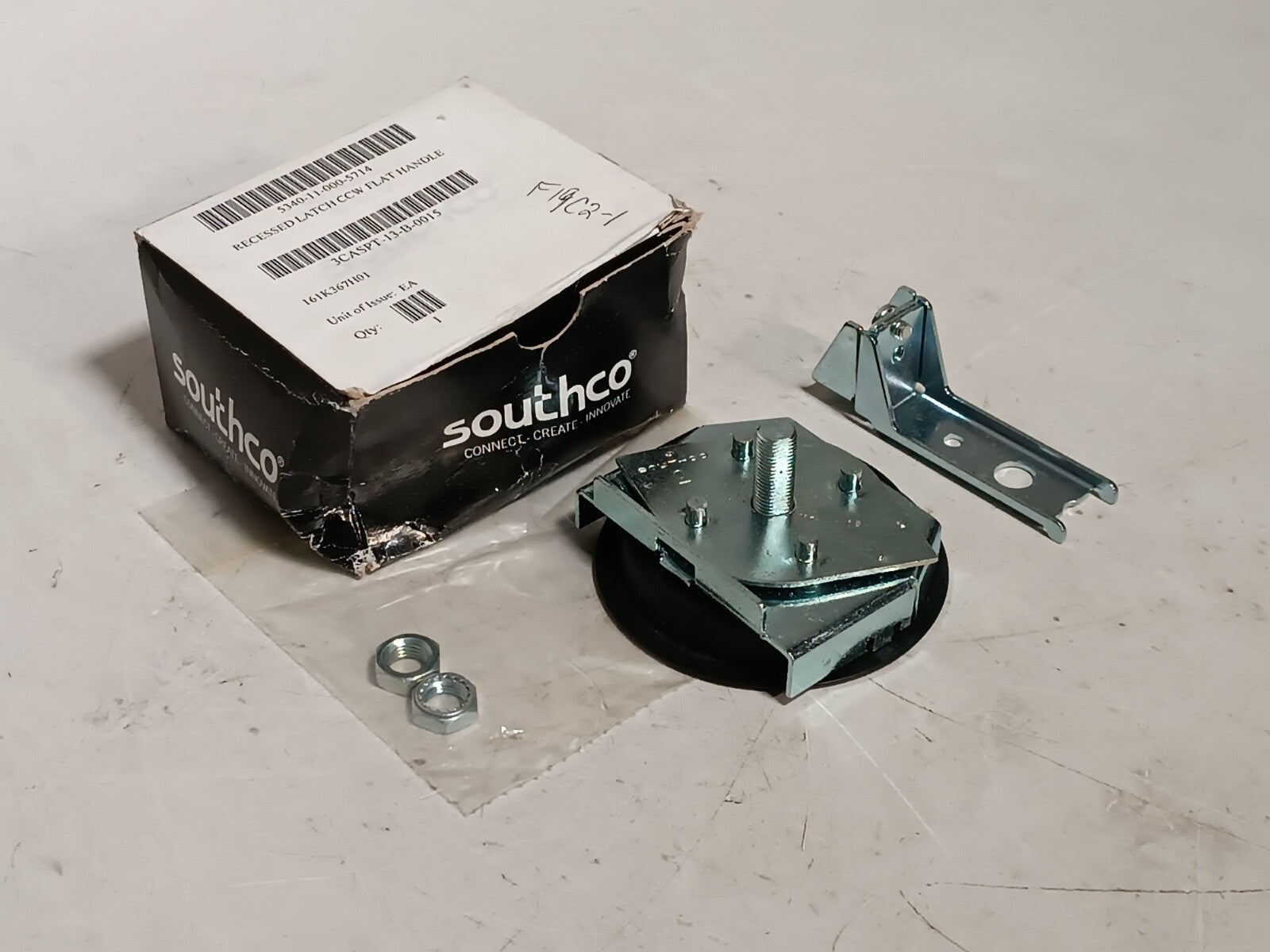 Southco 01-13-45 Flush Cam Cup Recessed Latch CCW Flat Handle, Black