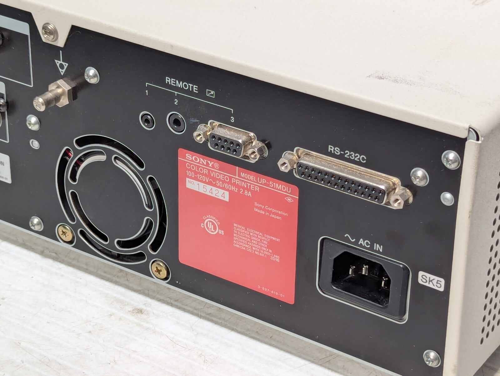 Sony UP-51MDU Medical Color Video Printer, Powers ON RS-232C Port, Made in Japan