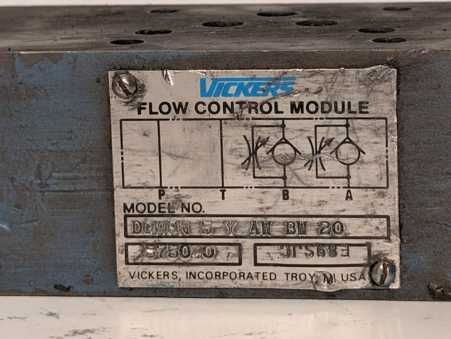 Vickers DGMFN 5 Y AW BW 20 Flow Control Valve