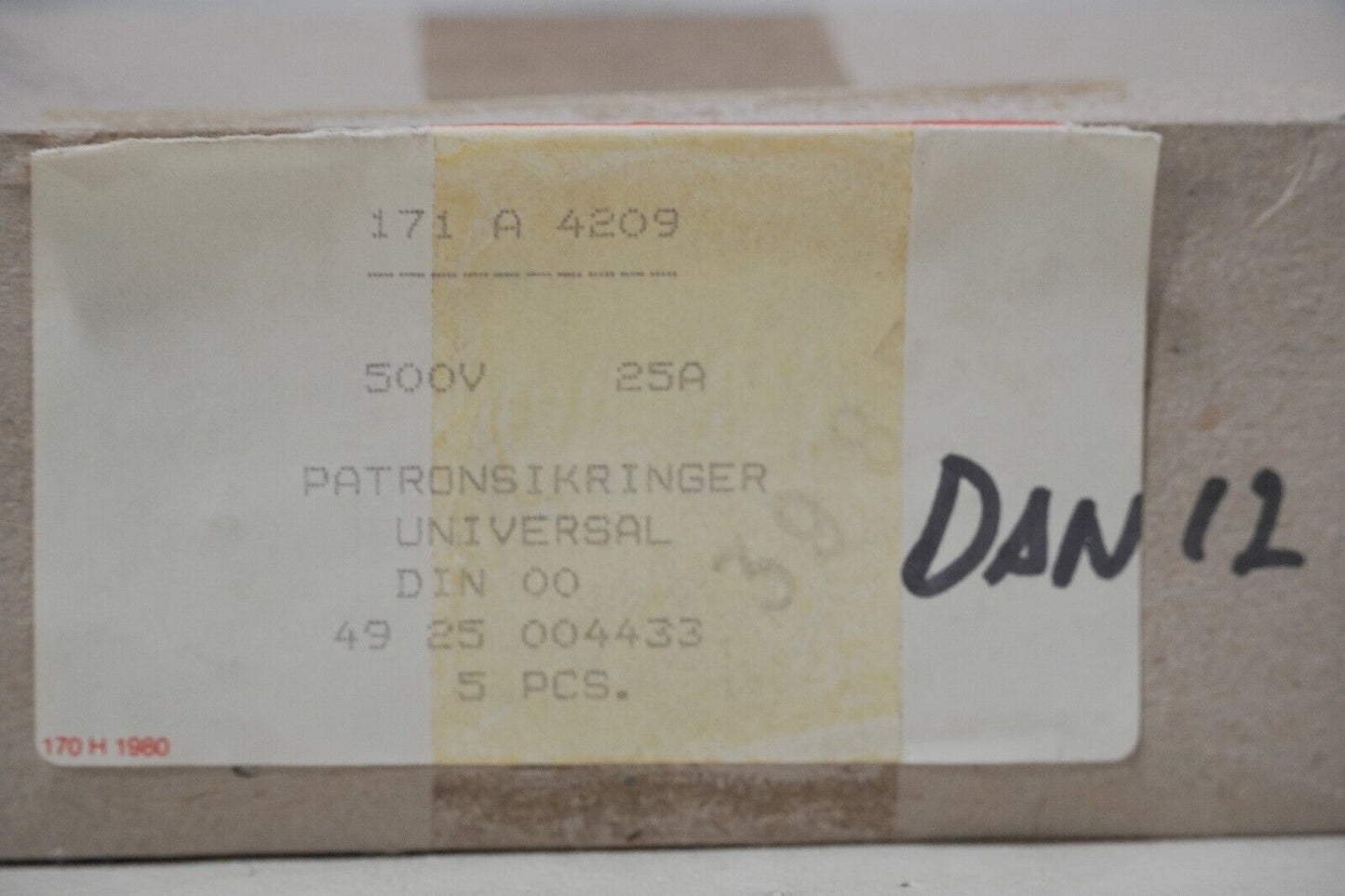 Lot of 10 Bussmann 171 A 4209 fuses, 25A, 500V, universal, 171A4209, DIN 00
