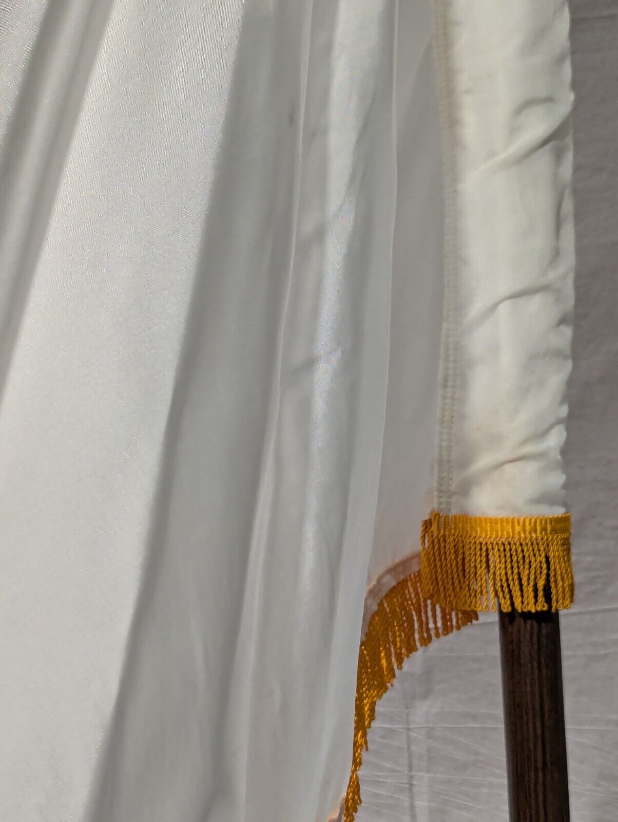 3' x 5' Indoor Christian Flag With Gold Fringe and Wooden Flag Pole 96" H
