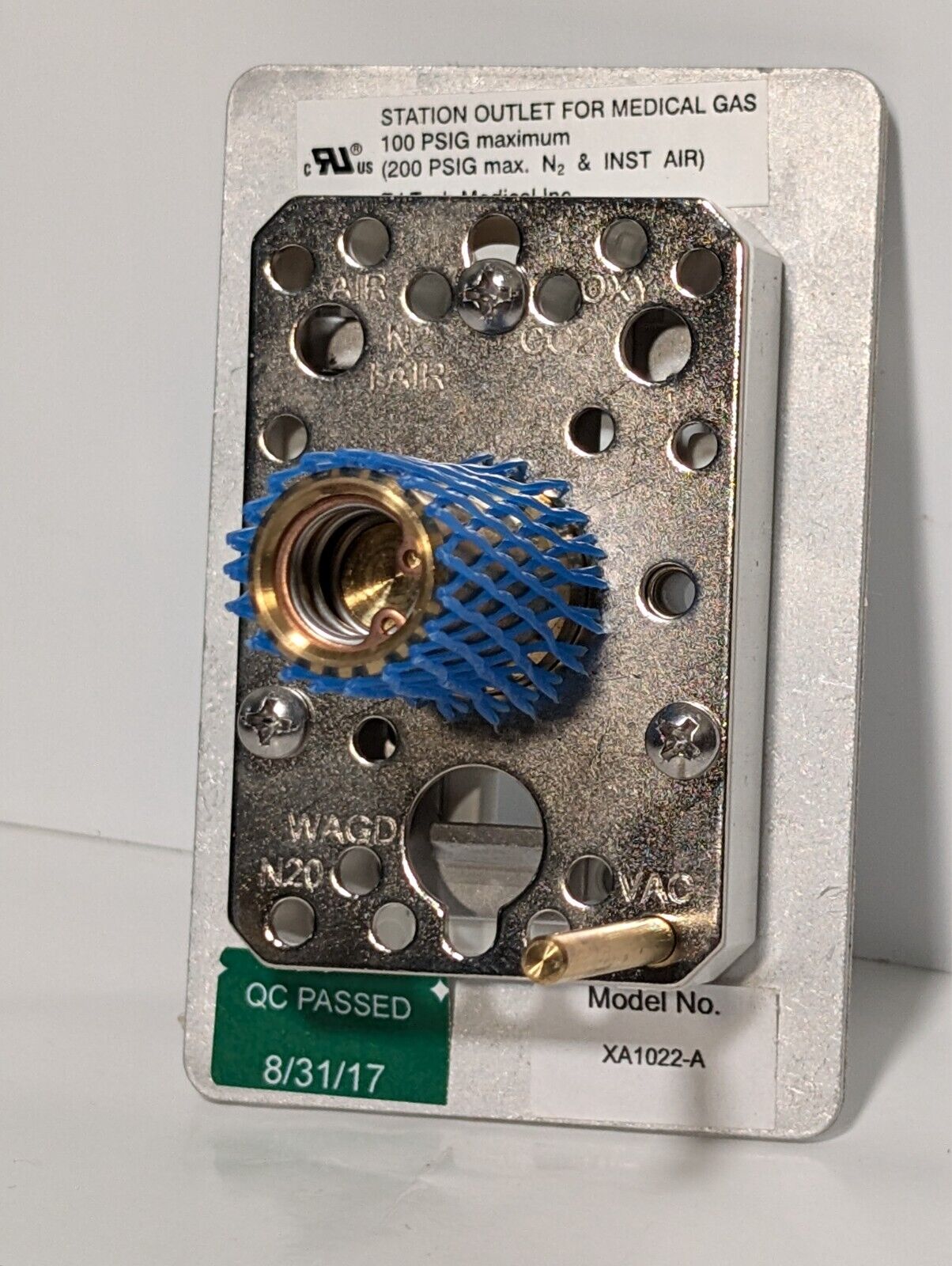 Tri-Tech XA1022-A Medical Vacuum Wall Outlet, Med Vac, 100PSIG maximum, 200 PSIG