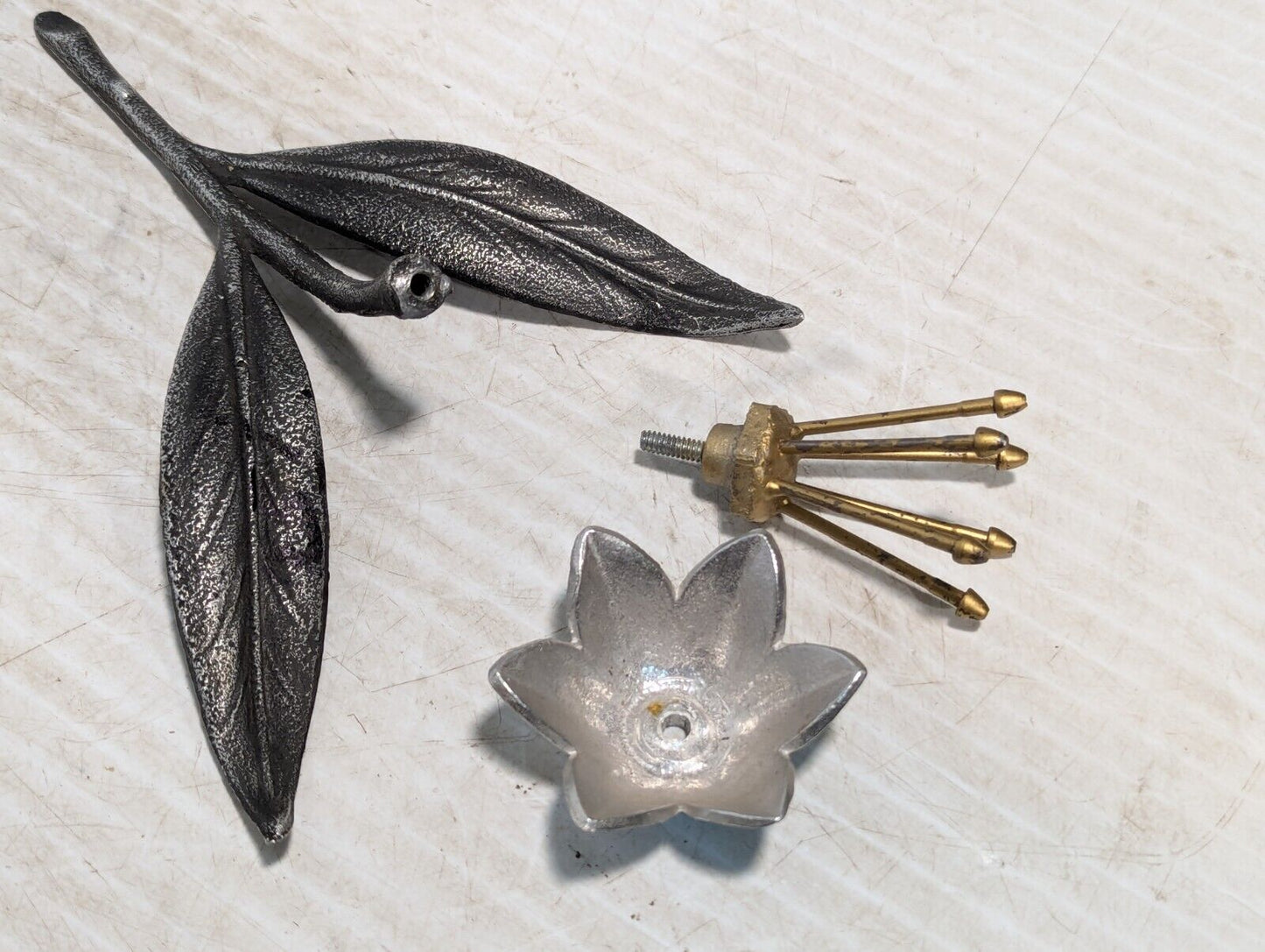 Vtg Rare Silver Lotus Flower Decoration, Removable Flower and Center - Free Ship