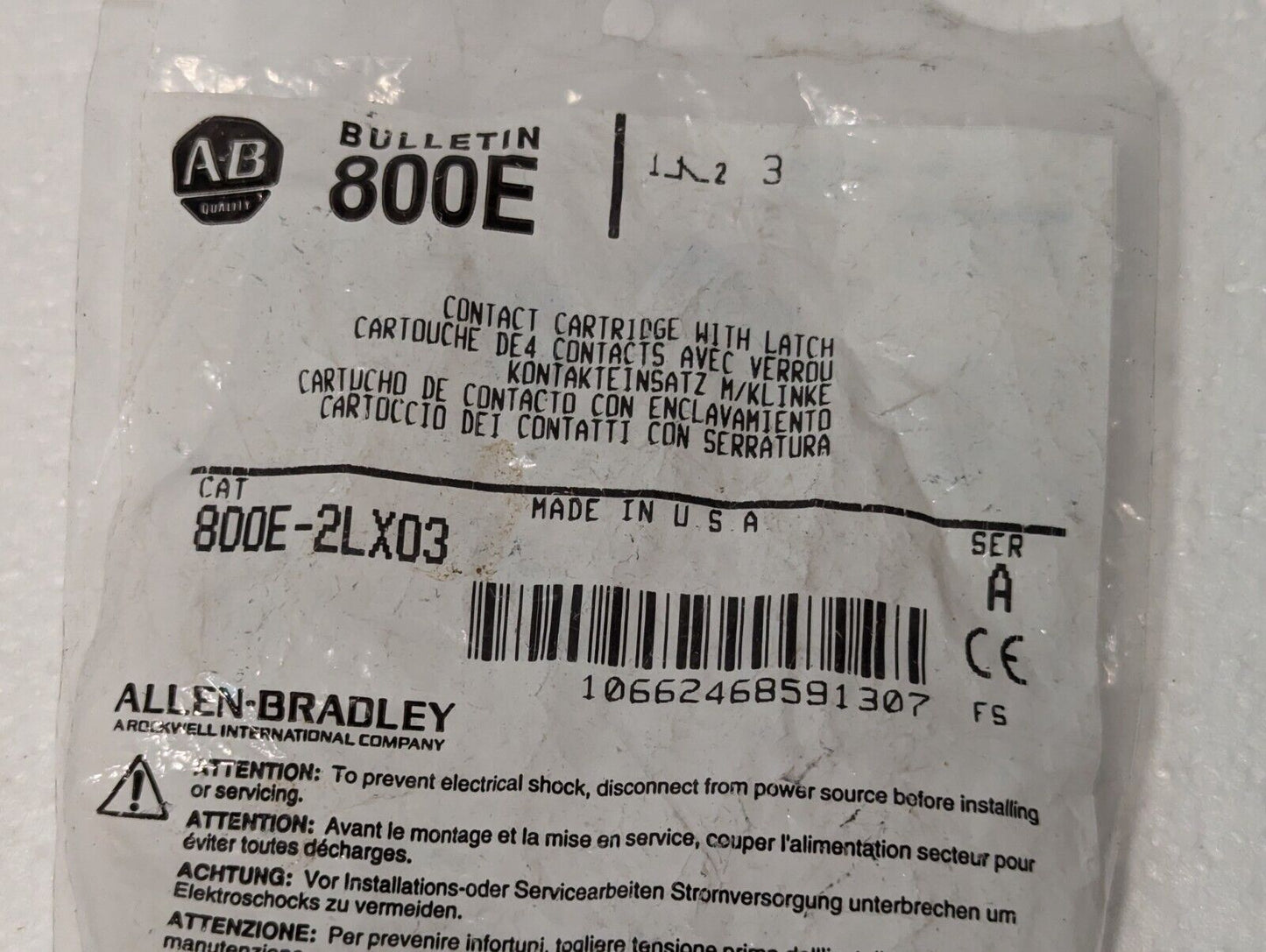 Allen Bradley 800E-2LX03 Contact Cartridge - Free Shipping