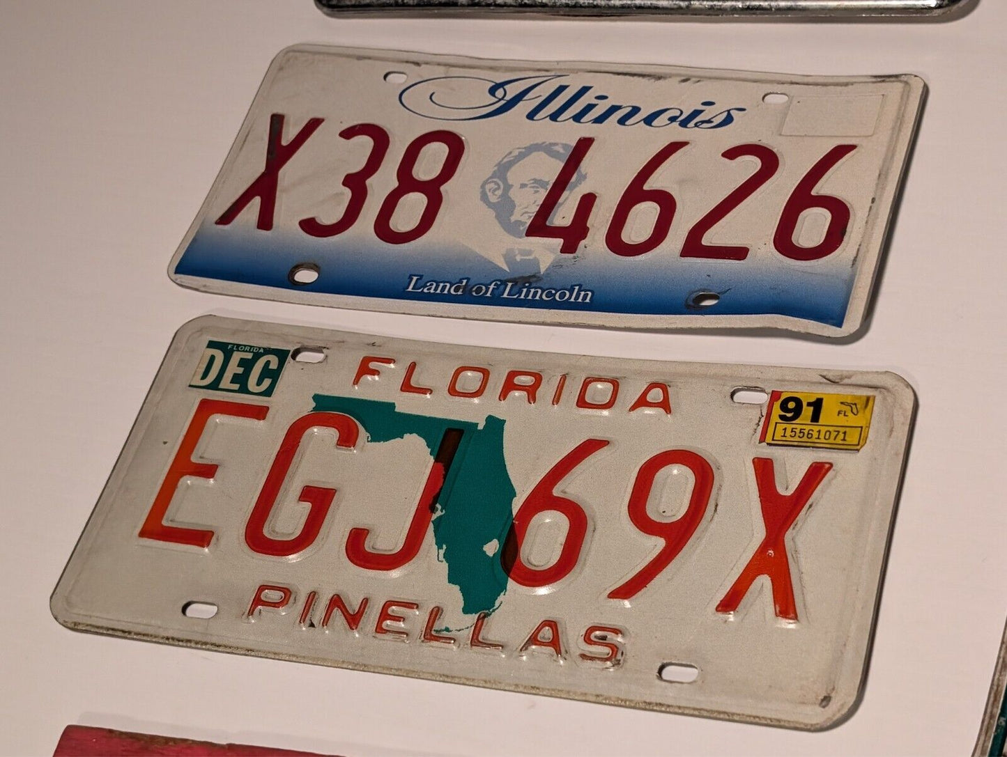 14 1980s Illinois License Plates (1 Florida Pinellas County), Mostly M #'s