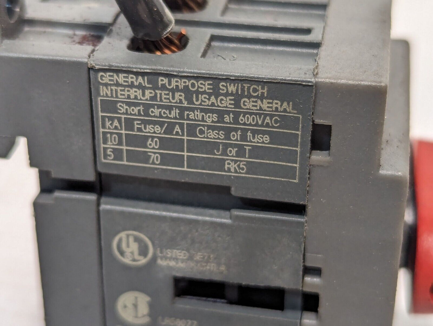 ABB OT32E3 Electrical Box Disconnect Switch 600Vac 40A W/ Handle - Free Shipping