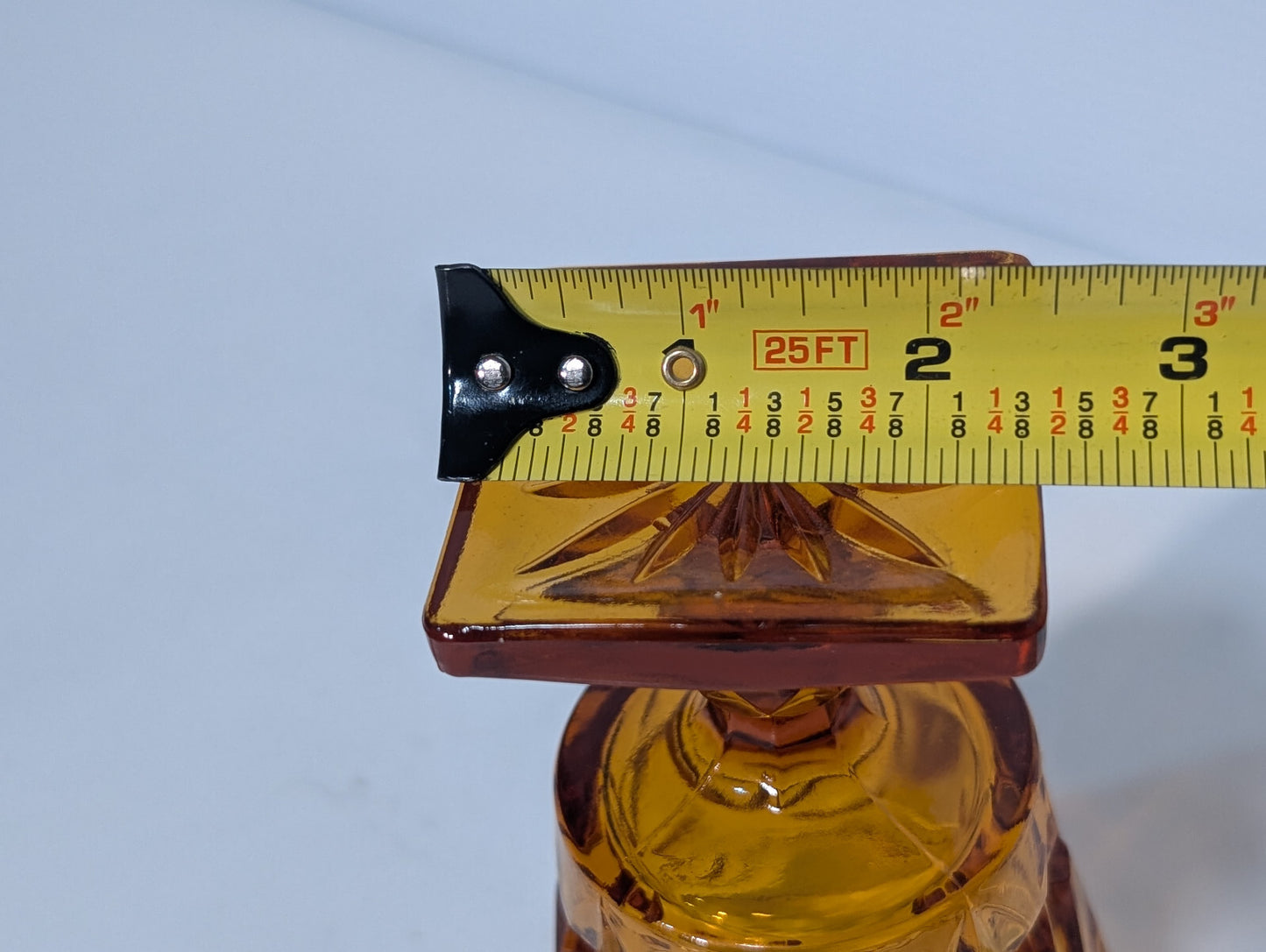 Vintage Colony Park Lane Amber Indiana Glass Goblet Chalice Square Base Pedestal