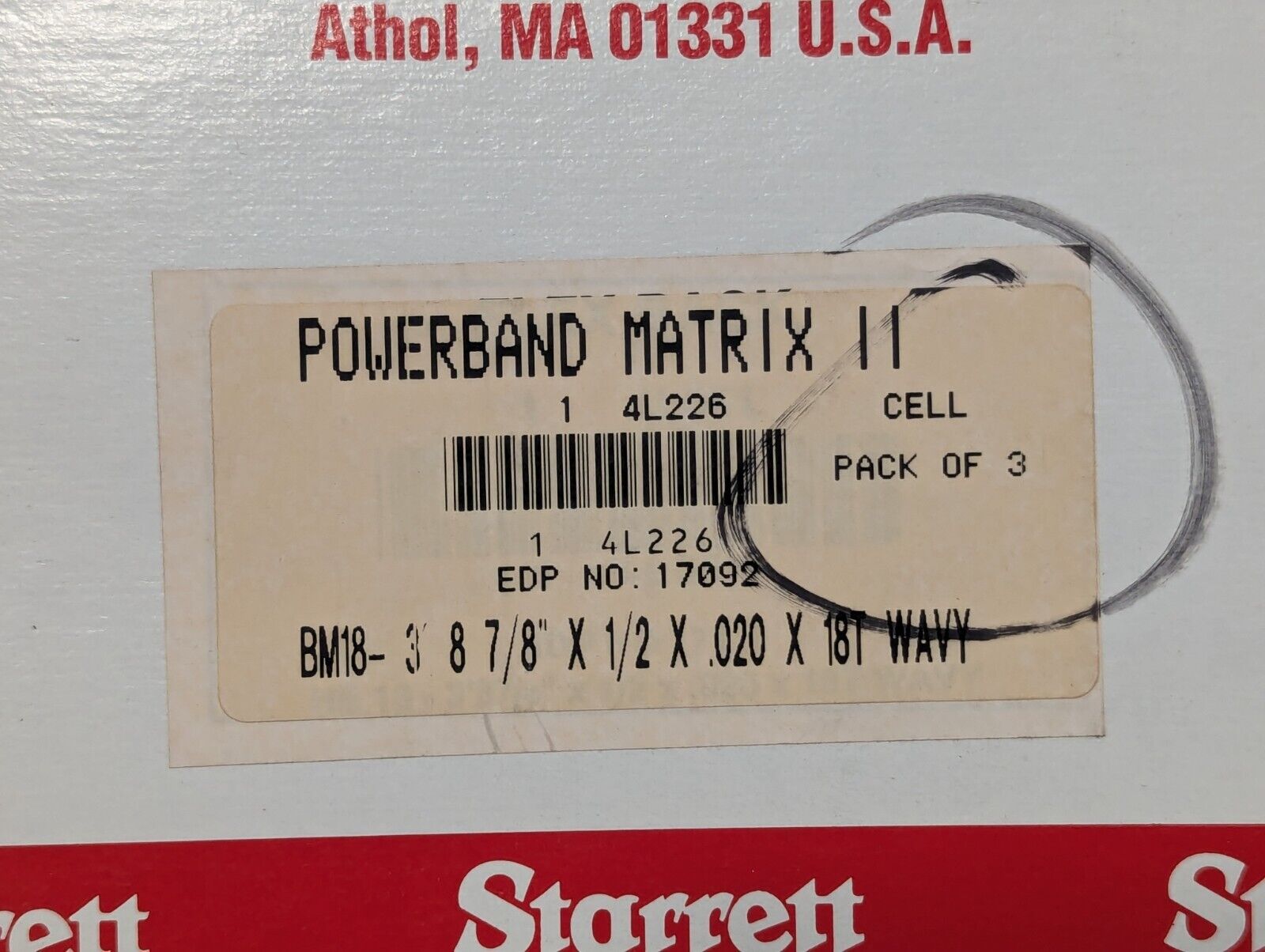 Starrett BM18 Portable Band Saw Blade, 3’ 8-7/8” L, ½” W X 0.02” Thk - 6 Pieces