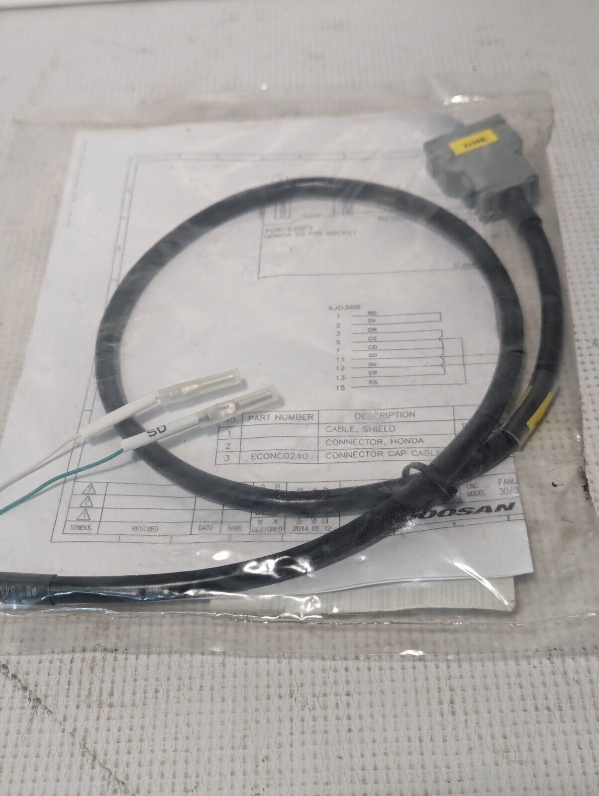 Doosan 310209-06033A Cable Assembly, CNC Signal - Free Shipping
