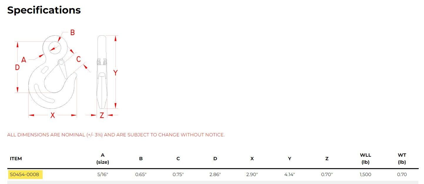 Suncor Stainless S0454-0008 Eye Slip Hook - Free Shipping