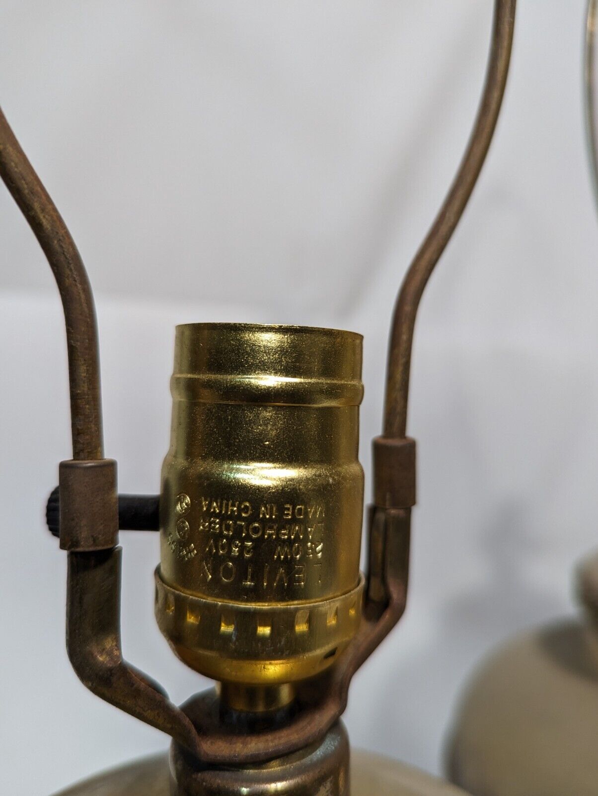 Large brass lamp, 30 inches x 11 inches with brass rope pattern on the bottom