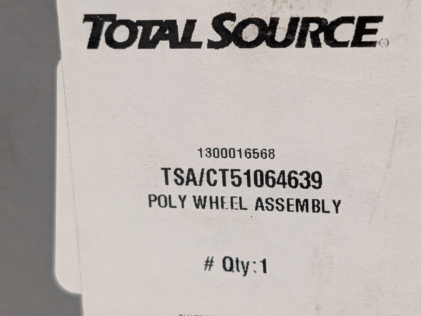 Total Source TSA/CT51064639 Poly Wheel Assembly 1300016568, Wicke 38