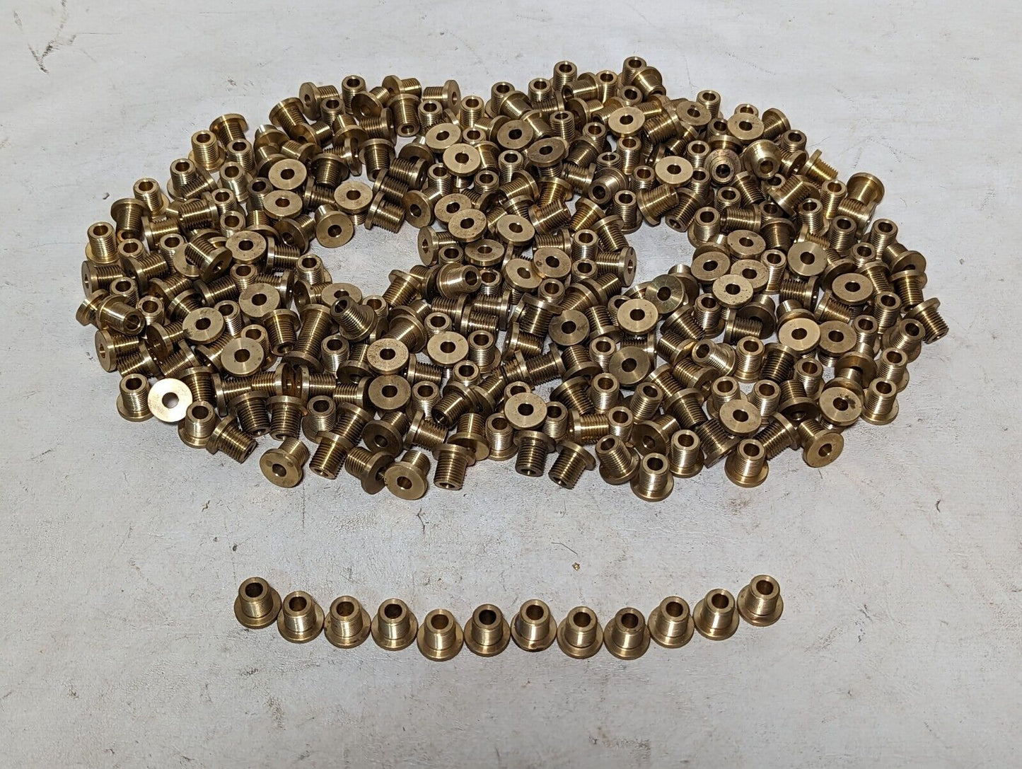 Lot of Brass rivet nuts, 1/2"-20, most 5/8" long, about 10% are 1" long