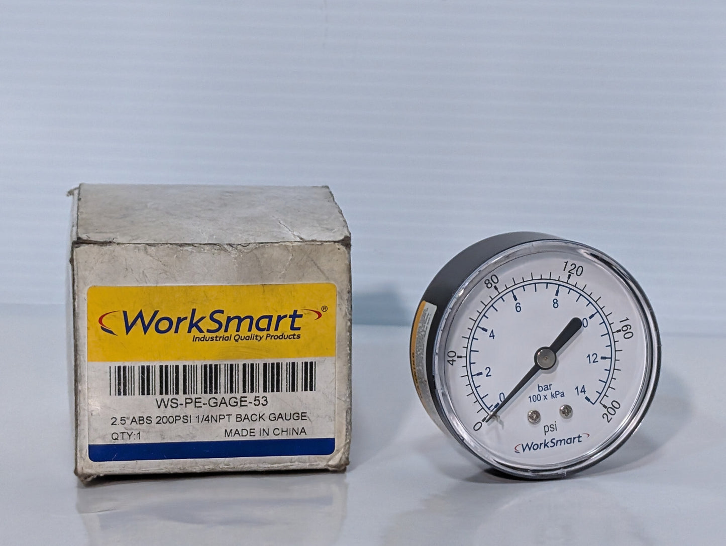 Worksmart WS-PE-GAGE-53 2.5"ABS 200psi, 1/4NPT Back Gauge
