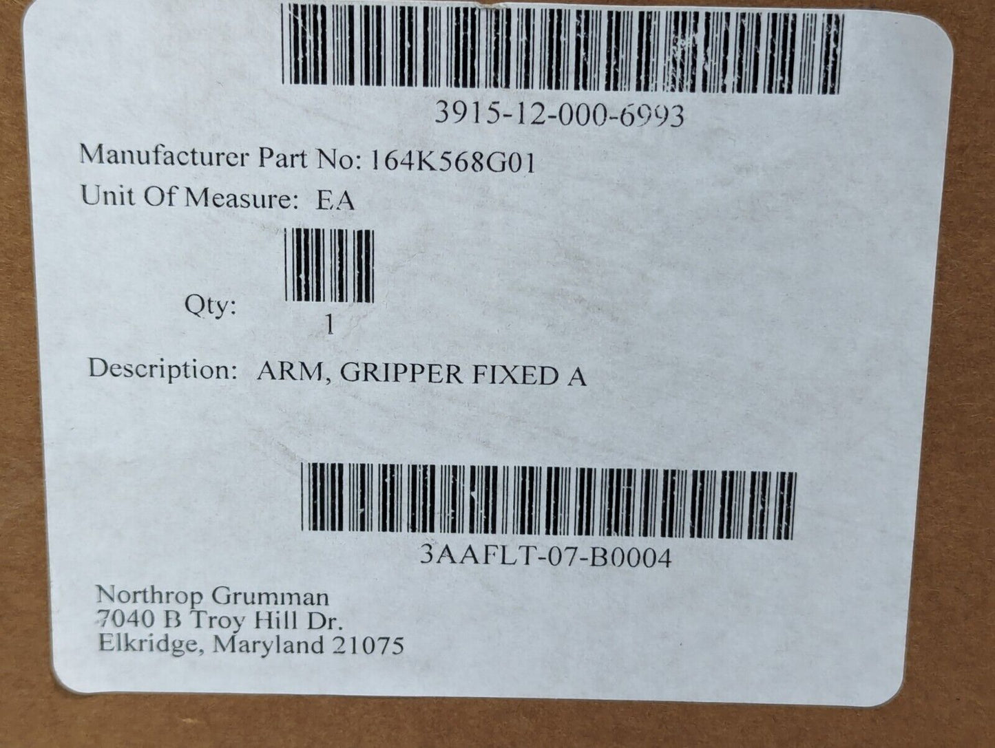 3915-12-000-6993 164K568G01 Fixed Gripper Arm (A) - Free Shipping