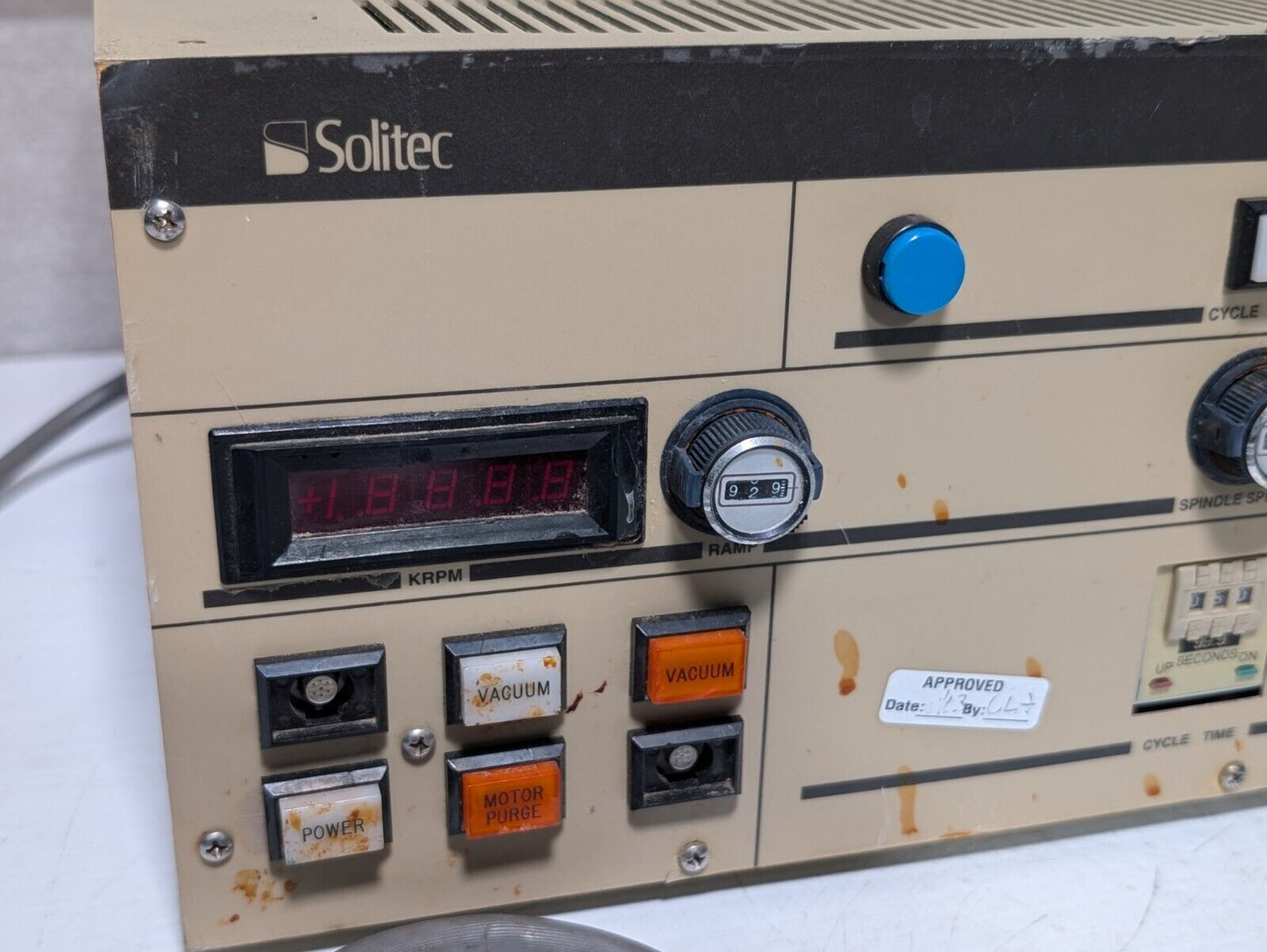 Solitec 9590988 Wafter Processing Module, 5A, 115VAC, missing two button covers