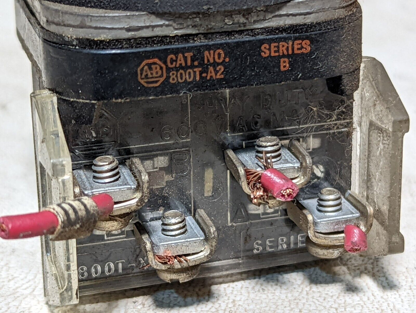 Allen-Bradley 800T-A2, ser. B, black pushbutton switch, heavy duty, 600VAC max