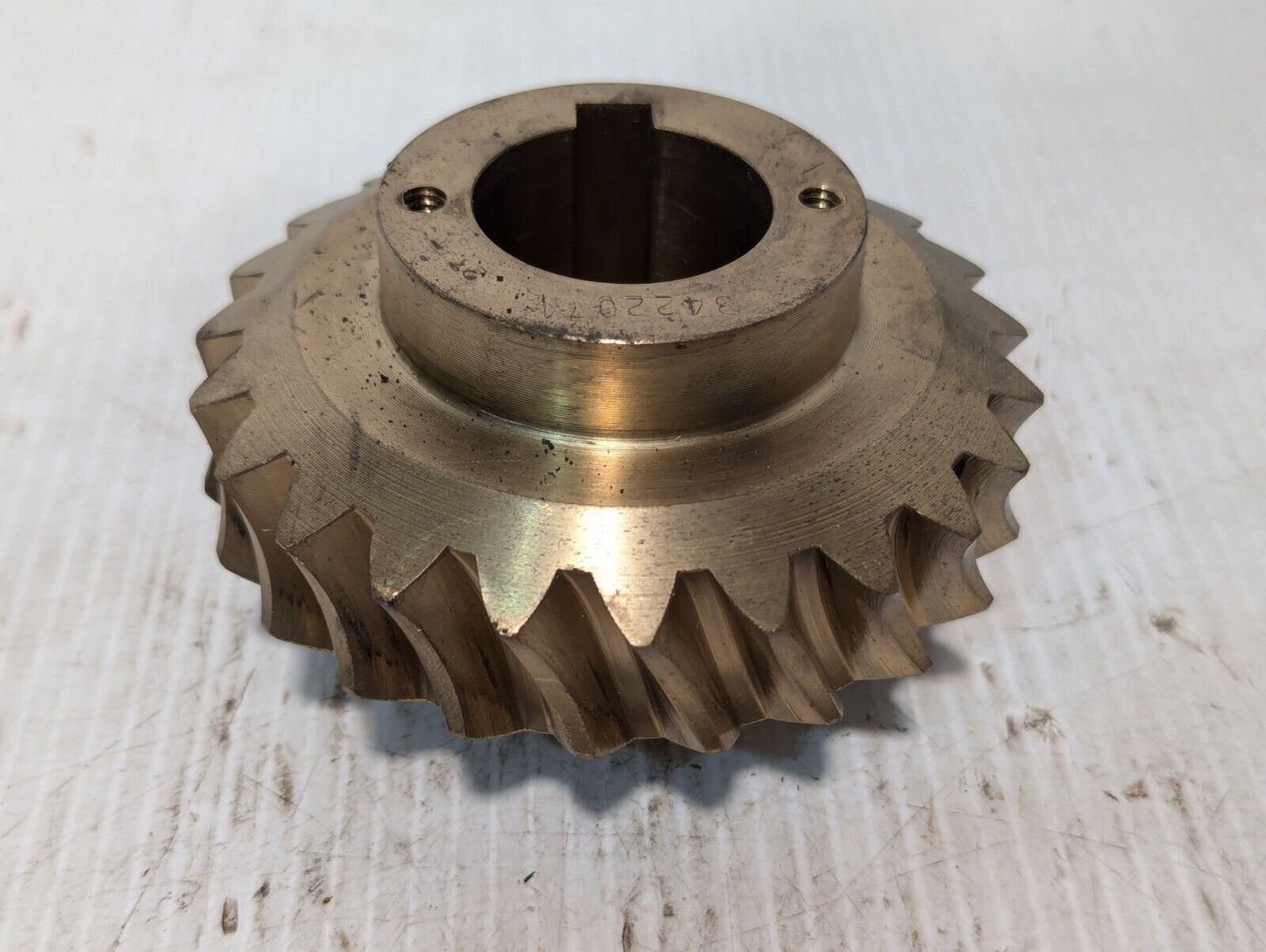 23 Tooth Brass Worm Gear 4" Dia 1 3/8" Notched Bore 2 1/2" H - Free Shipping