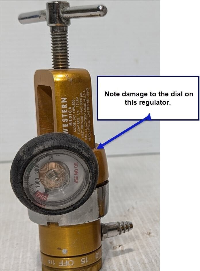 Qty 3 Western Medica OPA-820 Oxygen Regulator 1/4 to 15 LPM, 3000 PSI Max