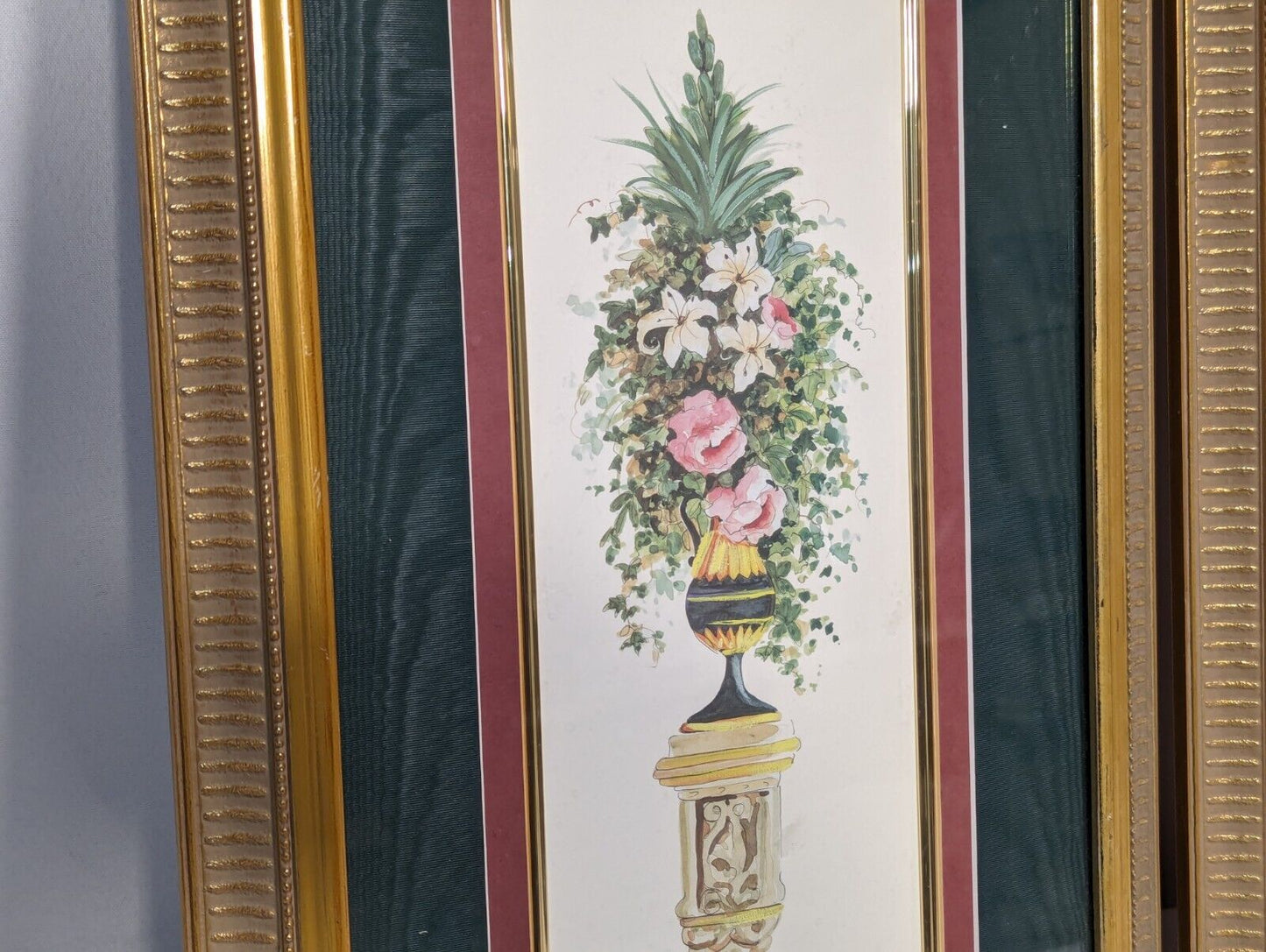 Two Original Watercolors (Flowers) Signed By Peggy Abrams, framed, 21 x 13.5 in