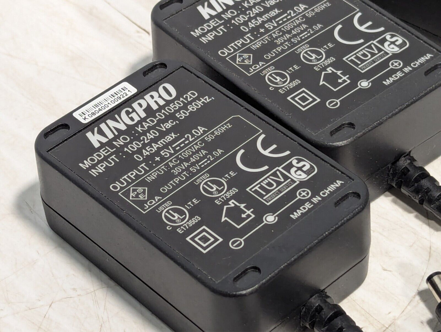 Lot of 2 Kingpro KAD-0105012D Power Supply Adapter - Free Shipping