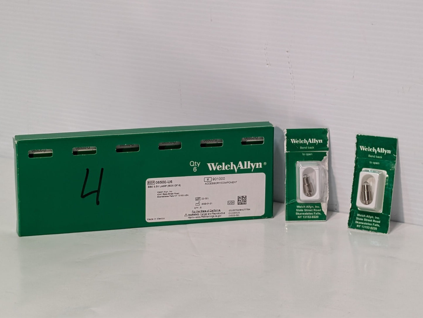 8 pcs Welch Allyn 06500-U6 Genuine OEM Replacement 3.5v Halogen Lamp