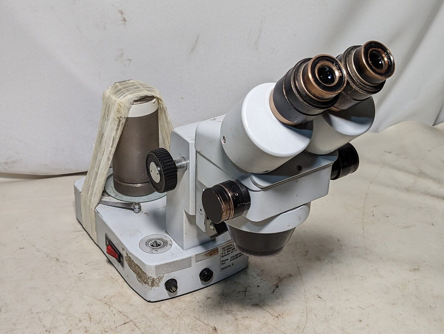 Unitron M-series stereo microscope, non-standard setup, as pictured